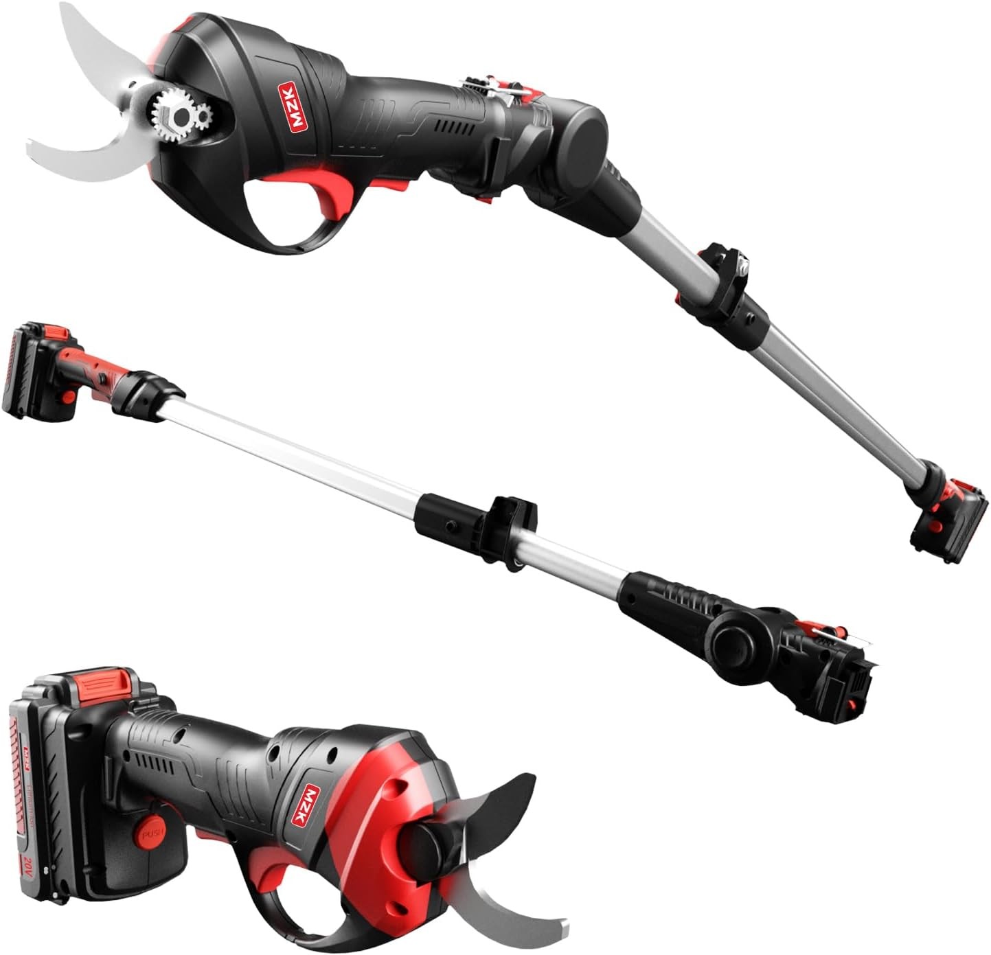 MZK 2-IN-1 Cordless Electric Pole Pruning Shears，20V Battery Powered Cordless Pr