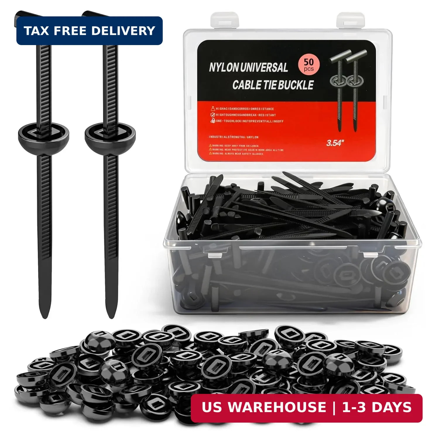 50PC Upgraded Nylon Cable Tie Buckle Universal Heavy Duty Self-Locking Au