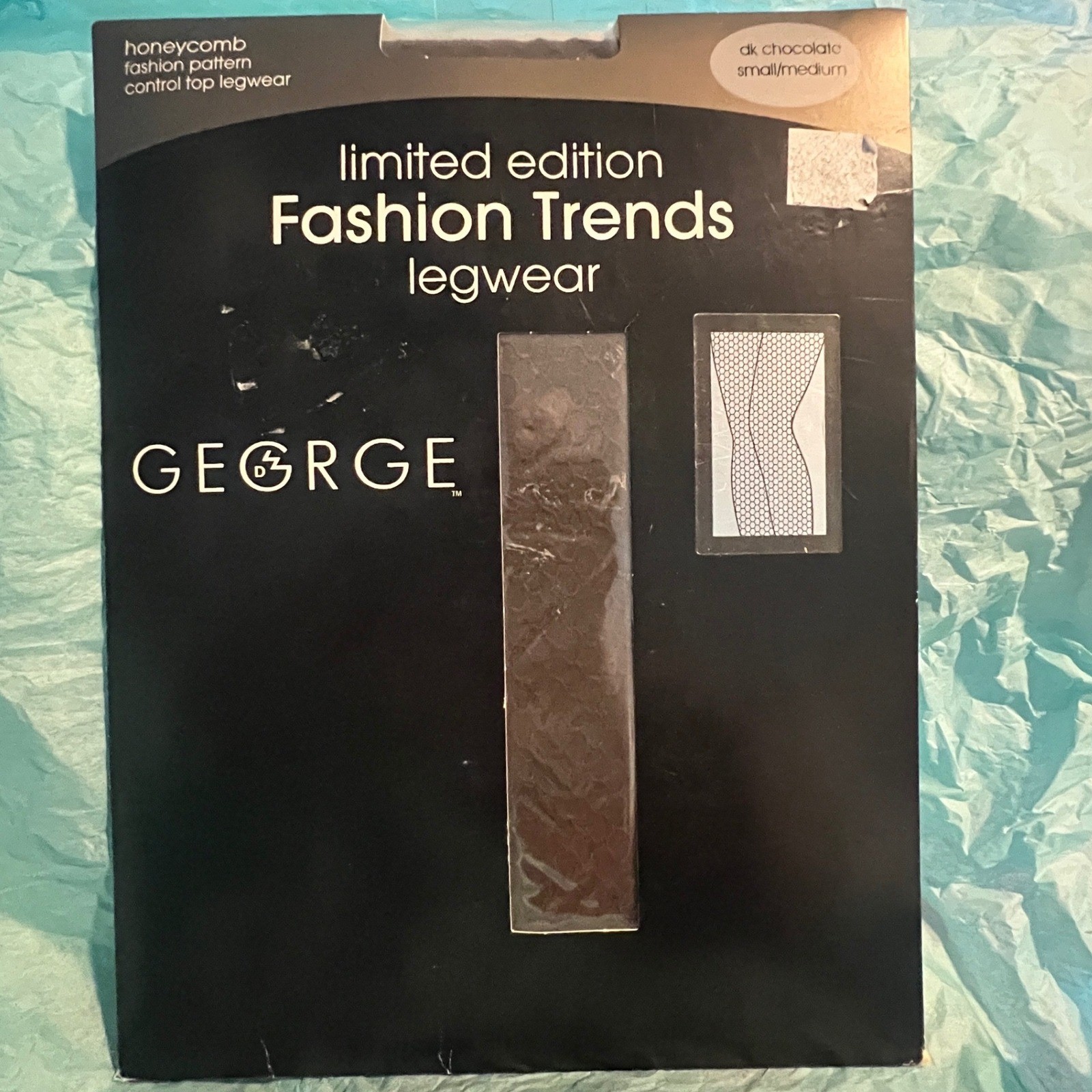 George Honeycomb Pattern Tights Dark Chocolate Brown Control Top Small Medium