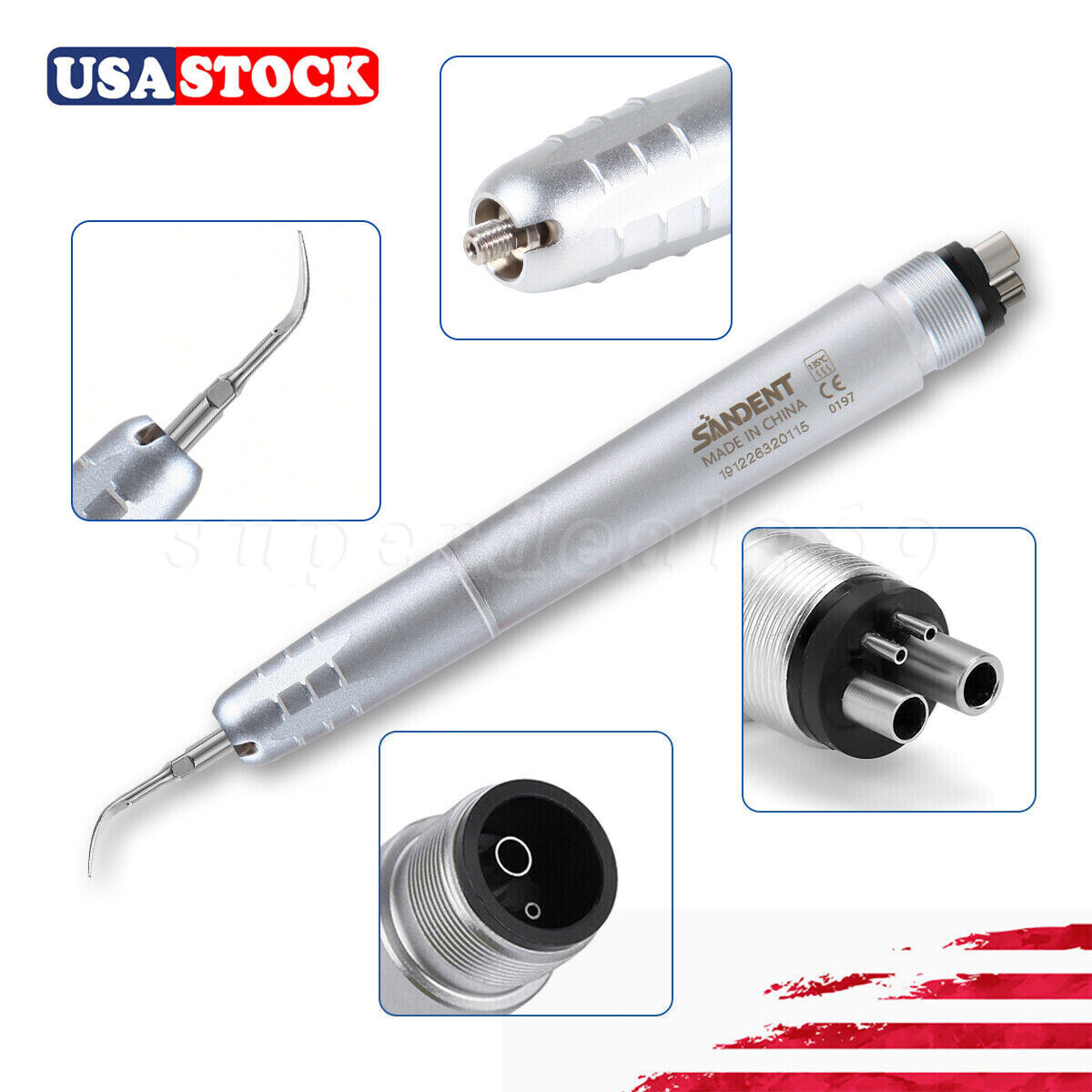 Dental Ultrasonic Air Perio Scaler Handpiece Hygienist 2 & 4-Holes w/ 3 Tips po