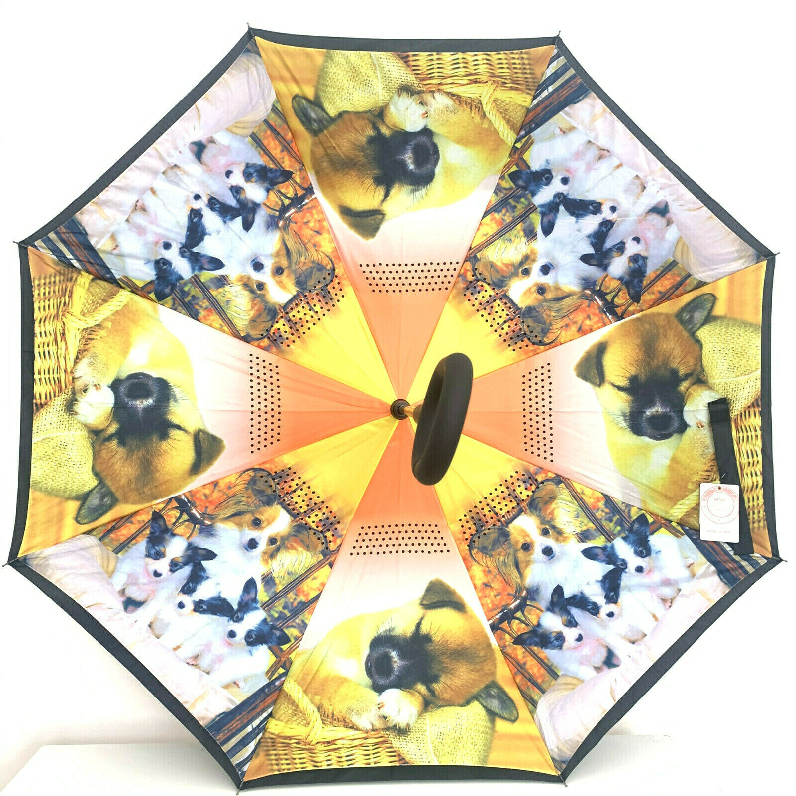 C-Handle Inverted Reverse Umbrella, Kitty/Puppy print (Inside-out, Upside-down)