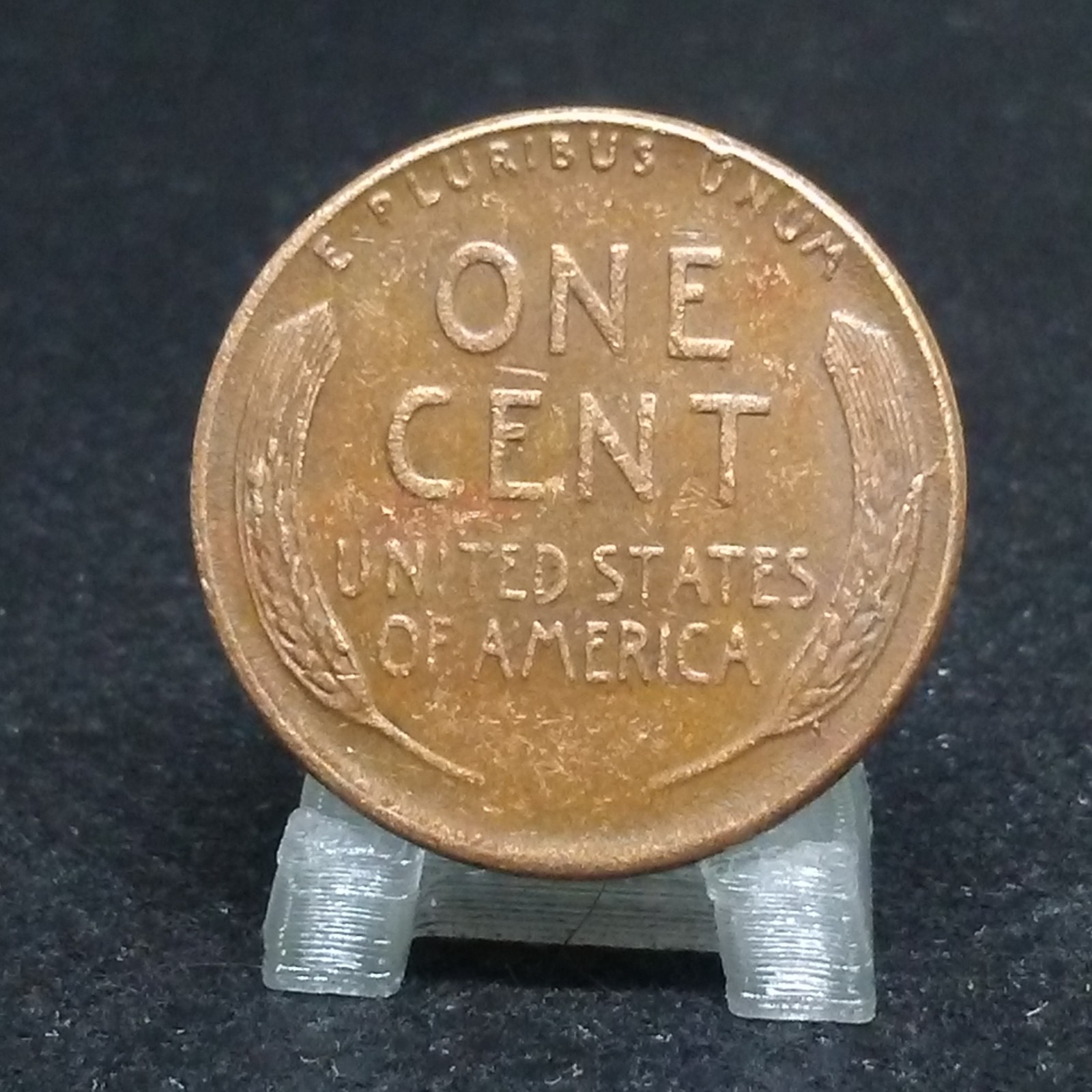 1955 Wheat Penny Die Chip on Wheat Ears