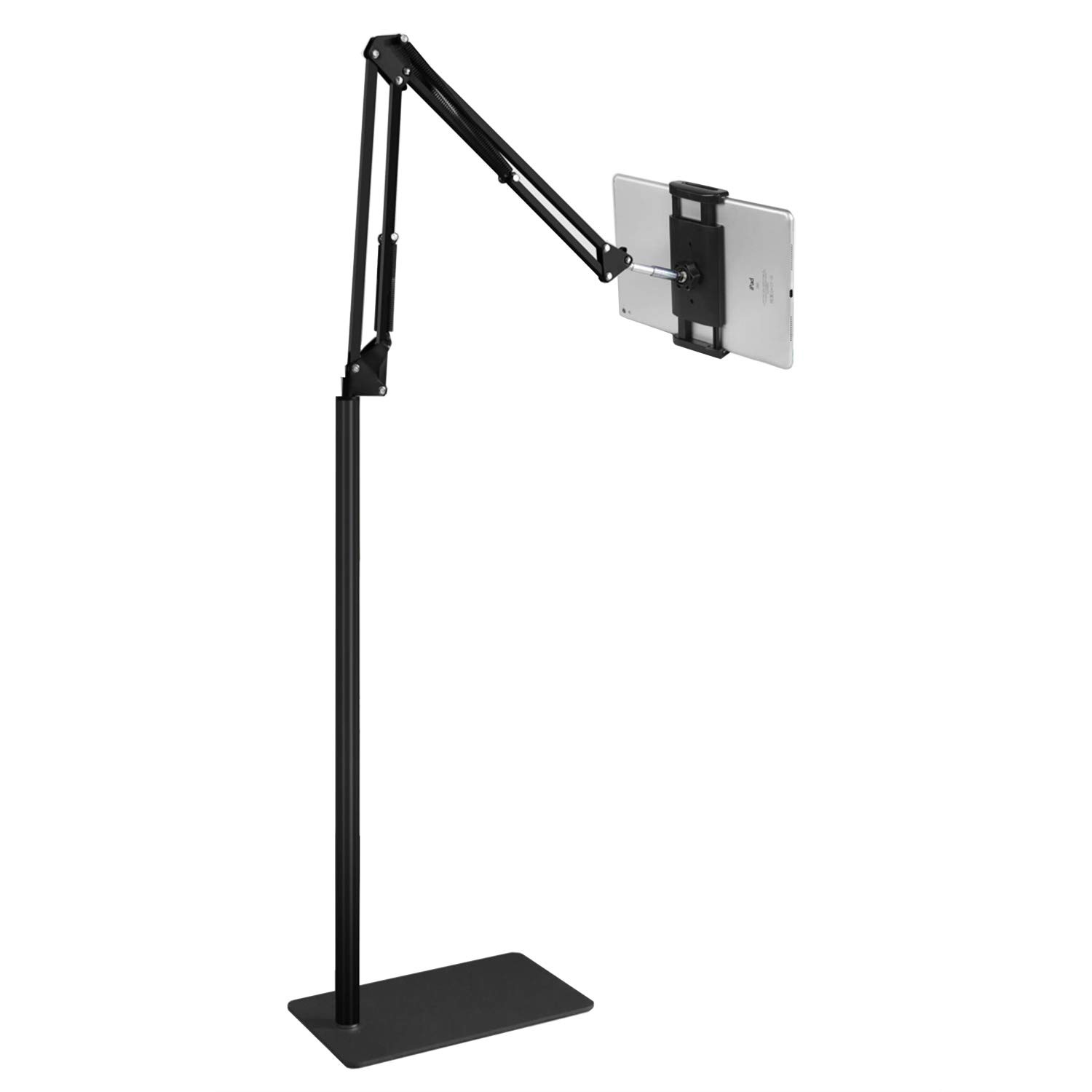 Soporte de suelo para tableta con base metálica de 5 lb, soporte teléfono arriba