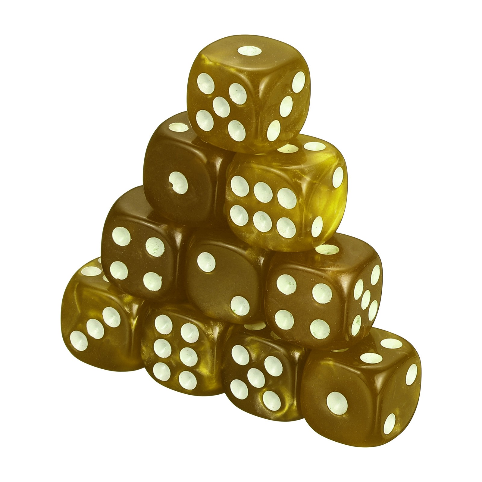 24Pcs Polyhedral Dice 12mm Pearl Pattern Square Dice, Gold