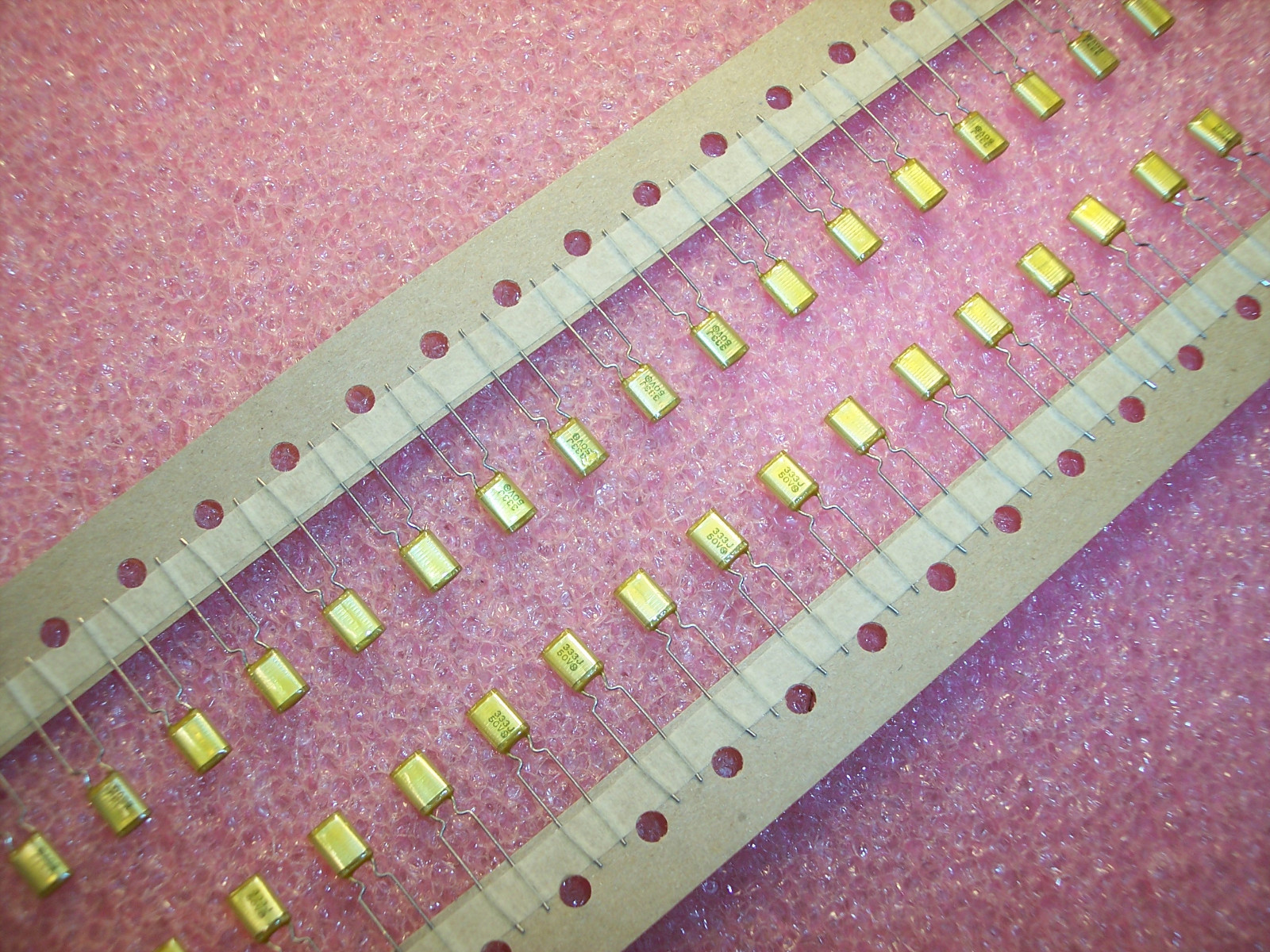 QTY (100)  .033uf 50V 5% RADIAL POLYESTER FILM CAPACITORS AMZV50J333 NISSEI