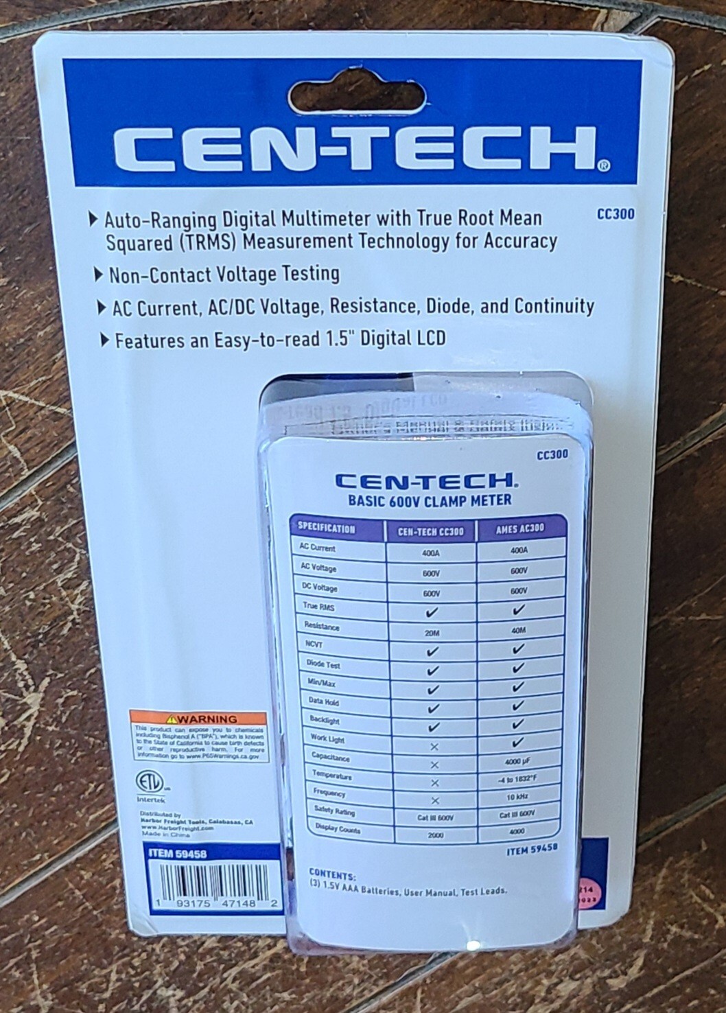 Cen-Tech 400AMP Digital TRMS Auto-Ranging Clamp Meter #59458