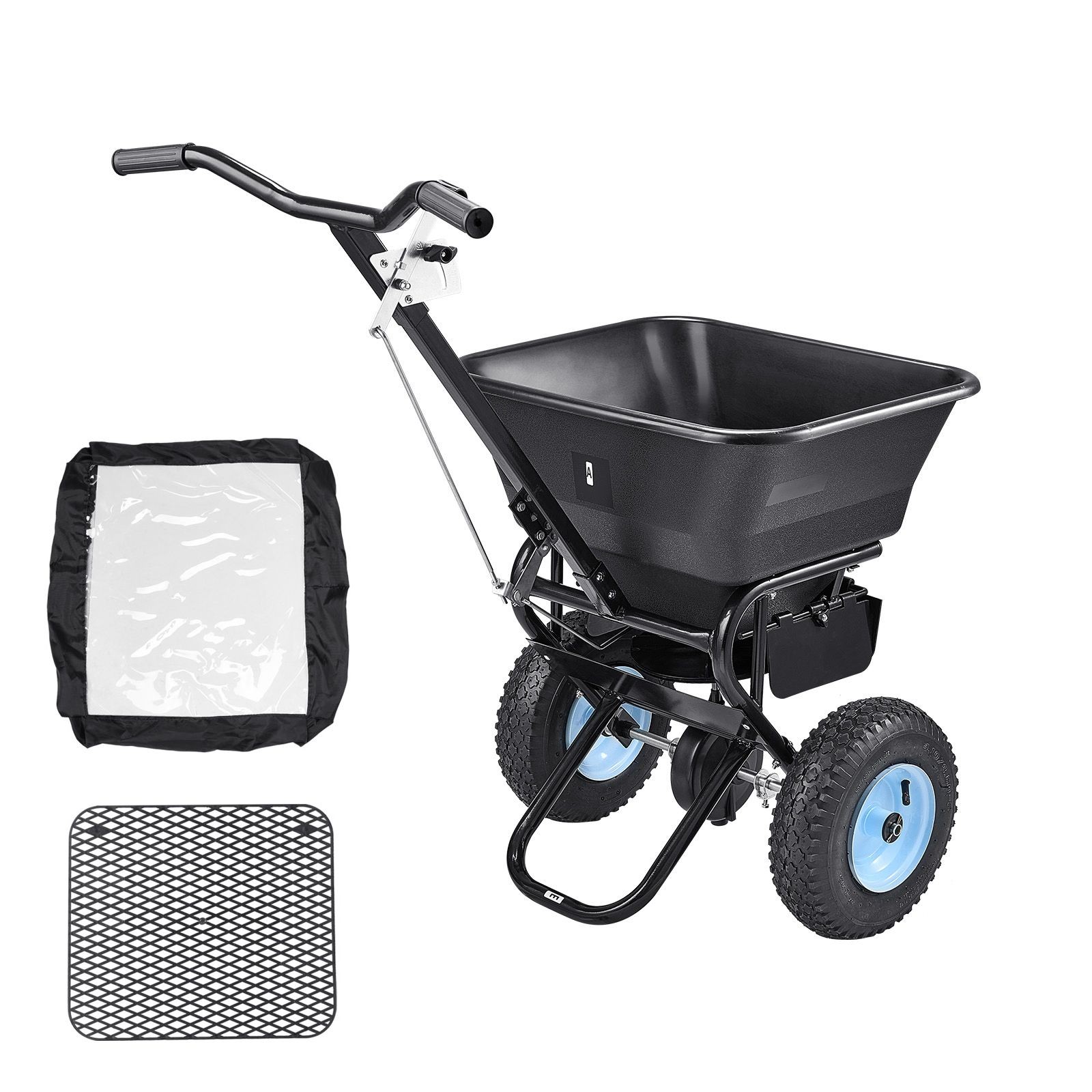 Lawn Spreader 100lb, 0-9.8ft Width, 13in Tires, for Seed Salt Ice Melt