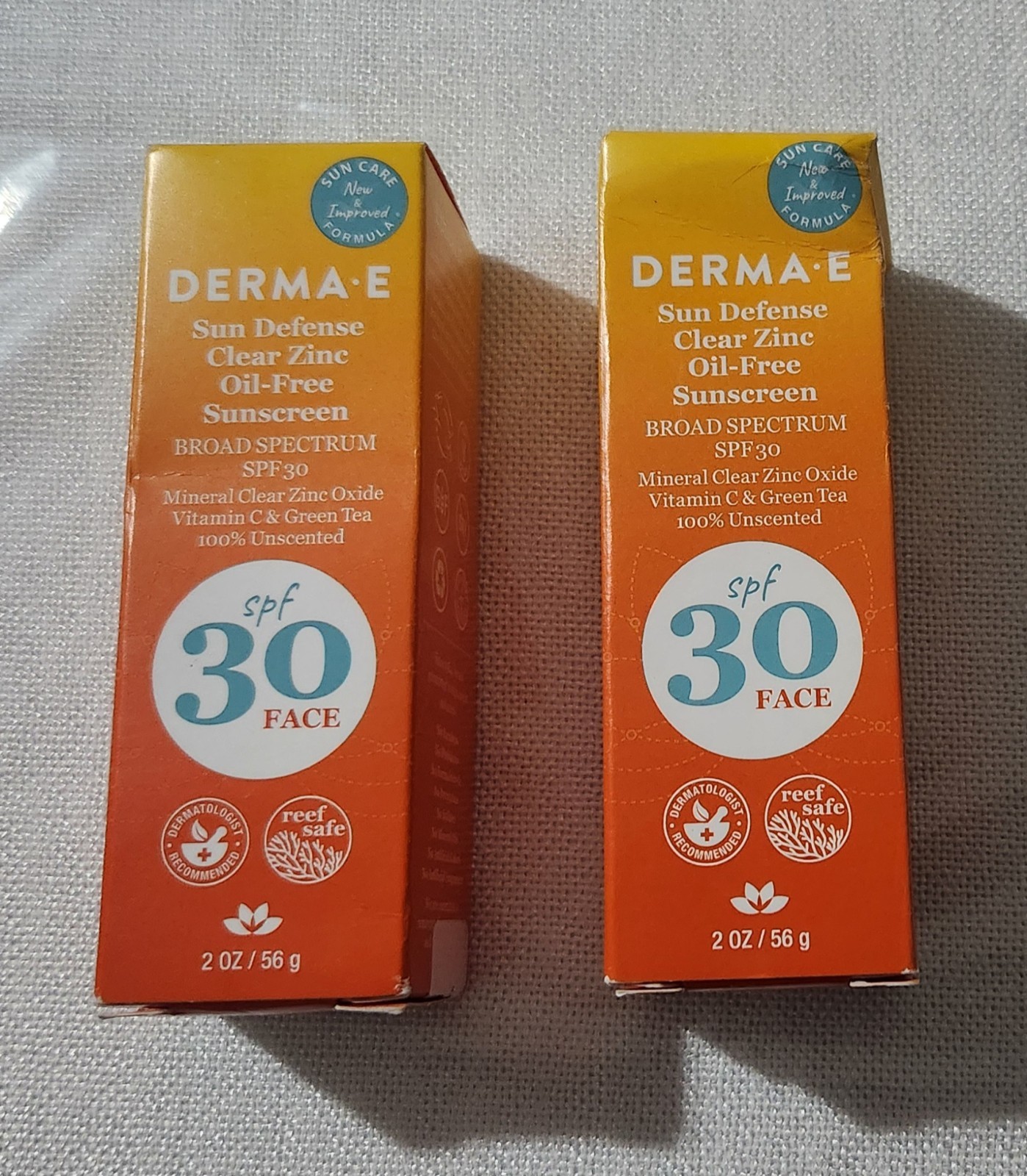 Sunscreen Derma-E Sun Defense Clear Zinc Oil Free SPF 30 Face 2 Oz lot of 2 New
