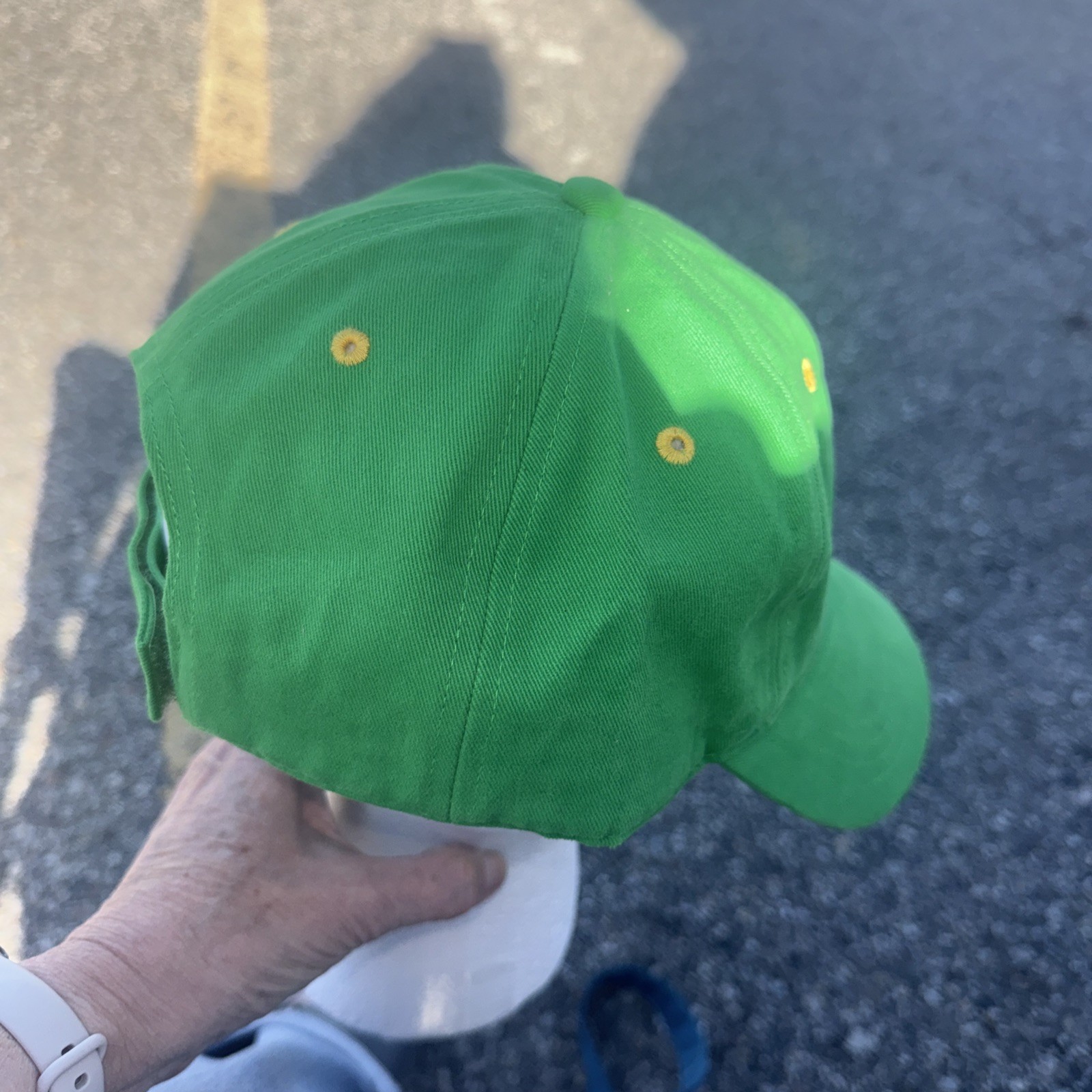 Subway Green hat Cap W Logo Yellow White Hook Loop