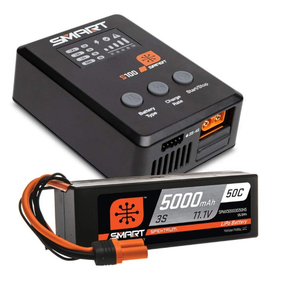 SPEKTRUM POWERSTAGE SURFACE BUNDLE: 5000MAH 3S 50C LIPO BATTERY & CHARGER BUNDLE