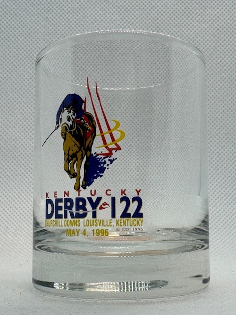 KY Derby 122 3oz Clear Shot Glass 1996 Churchill Downs 1996