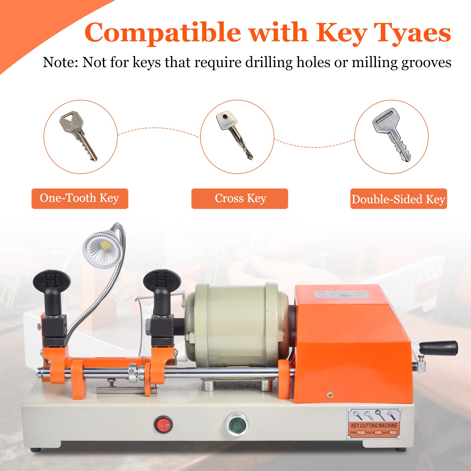 Automatic Key Cutting Machine Key Duplicating For One Tooth/Cross Key W/light