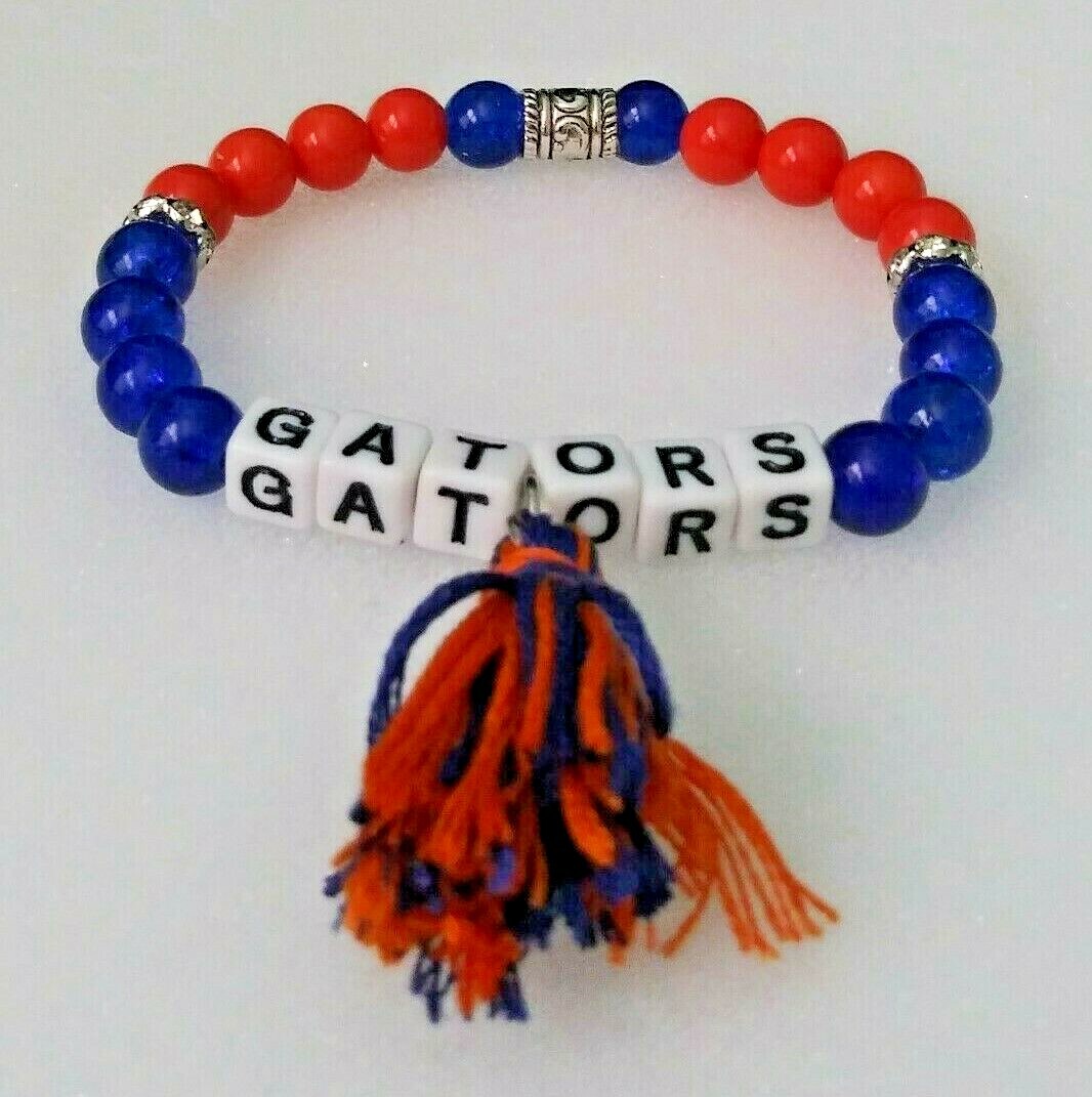 Florida Gators Glass Beaded Bracelet with Tassel-One Of A Kind