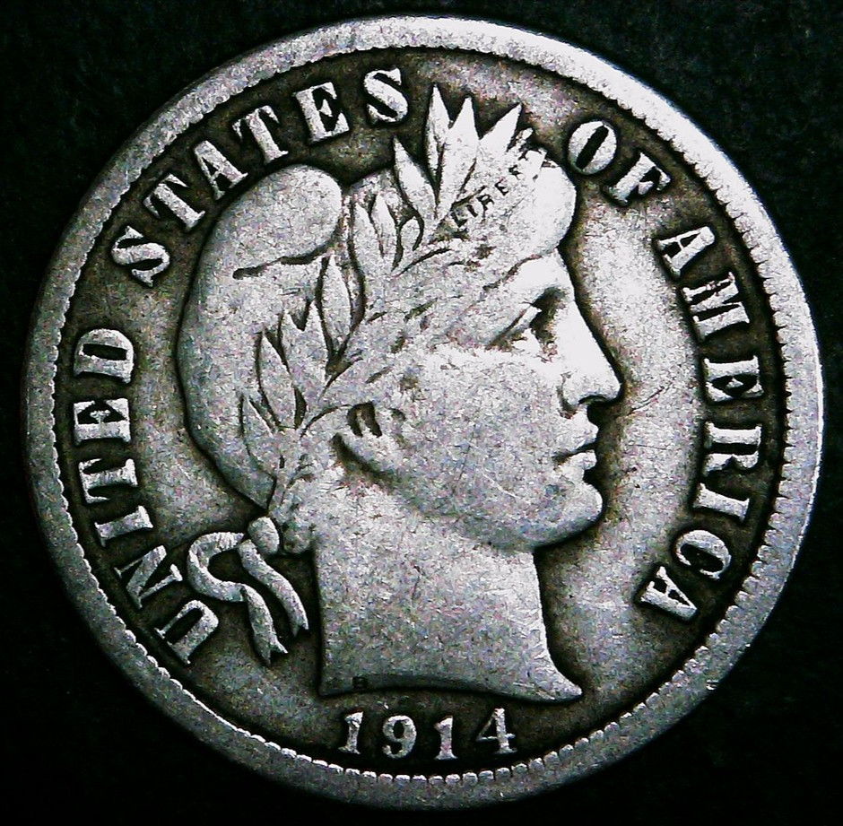 1914-P Barber Dime - 90% Silver - Free Shipping!