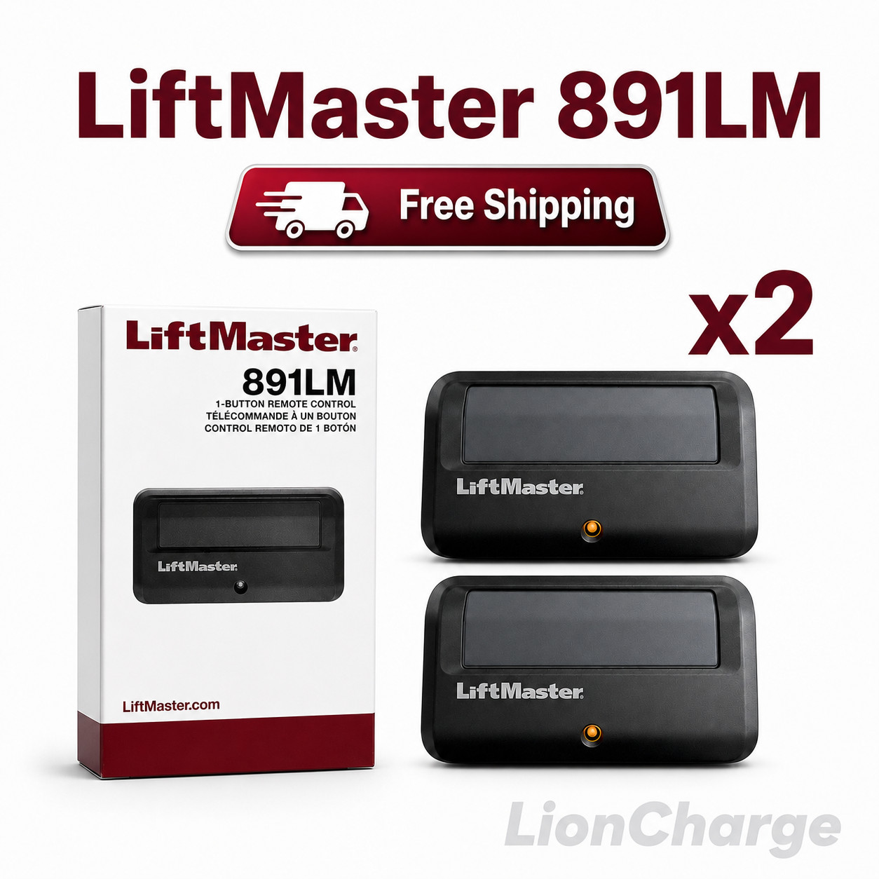 2x LiftMaster 891LM 1 Button Remote Control Garage Door Opener