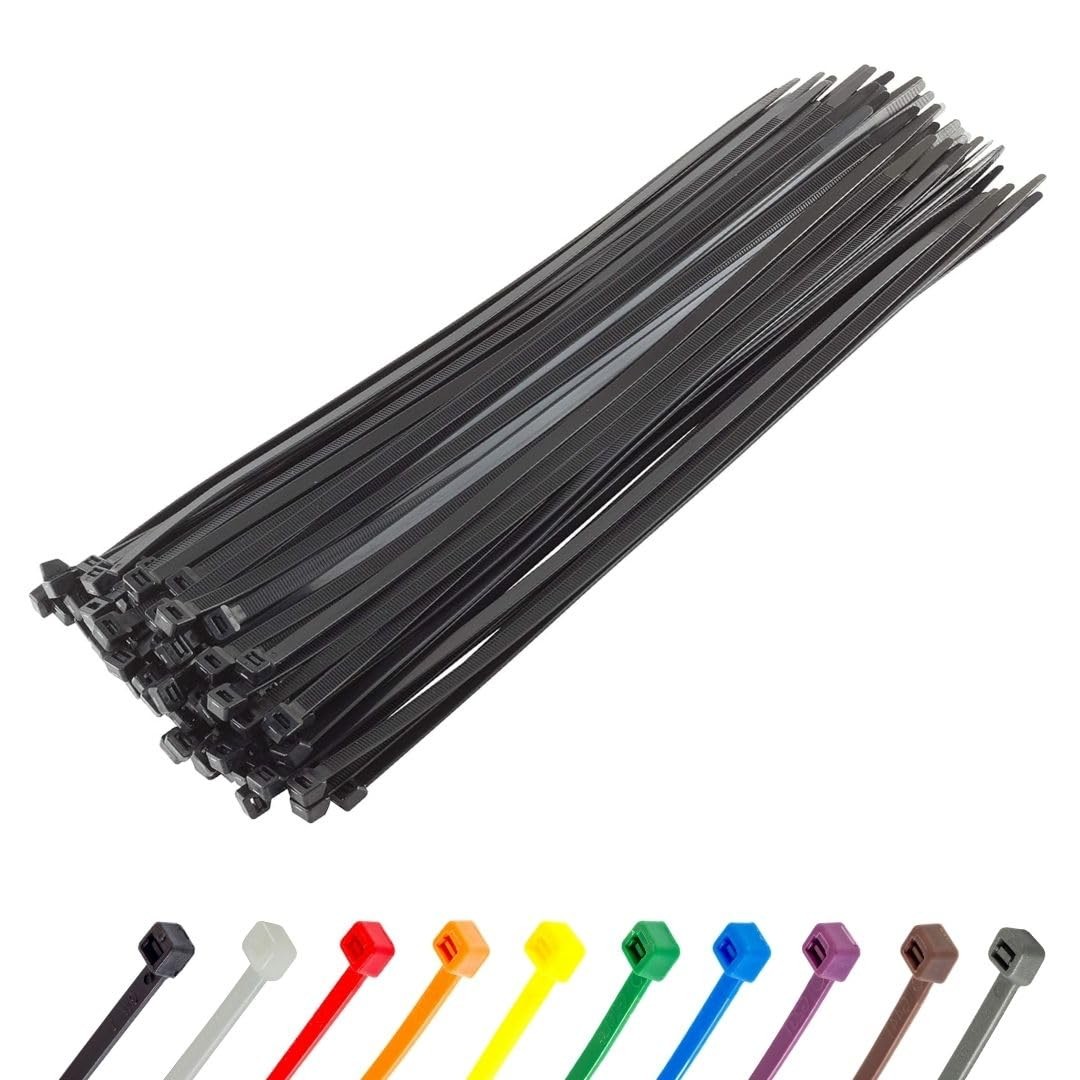 100 PCS 18 Inch Black Heavy Duty Zip Ties 120lb UV Resistant Nylon Cable Wrap