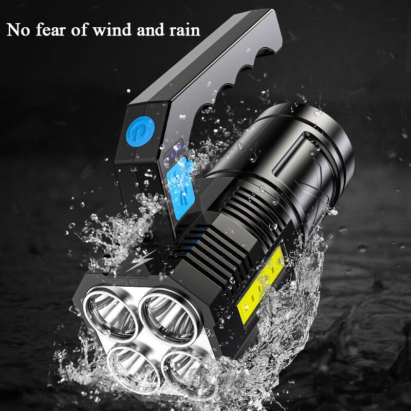 Rechargeable LED Tactical Torch with 4 Brightness Modes, Powerful Work Light