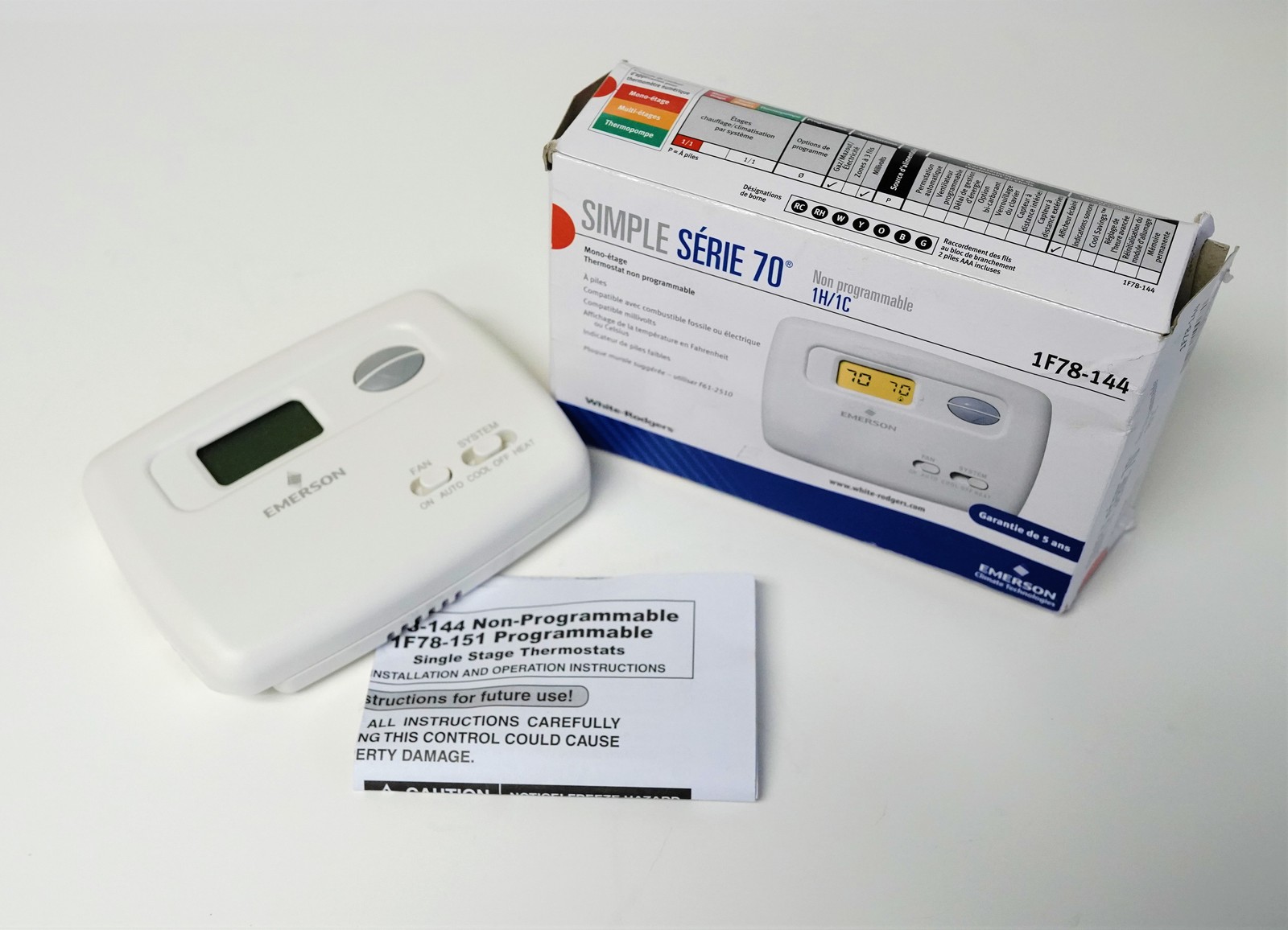 1F78-144 White Rodgers Wall Thermostat 24V Millivolt Battery Non Programmable