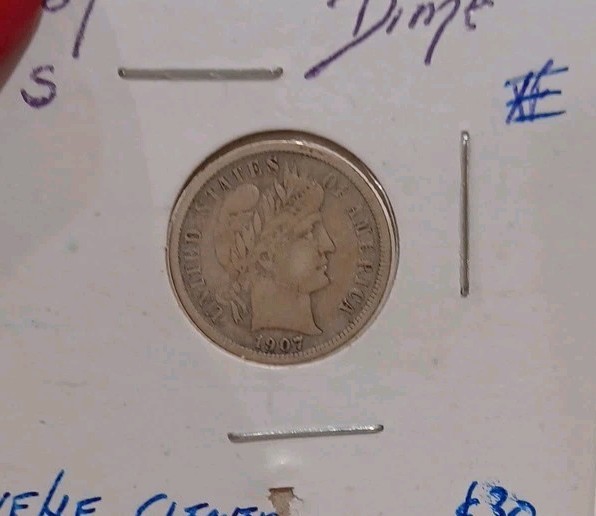 1907-S Barber Silver Dime (EB1)