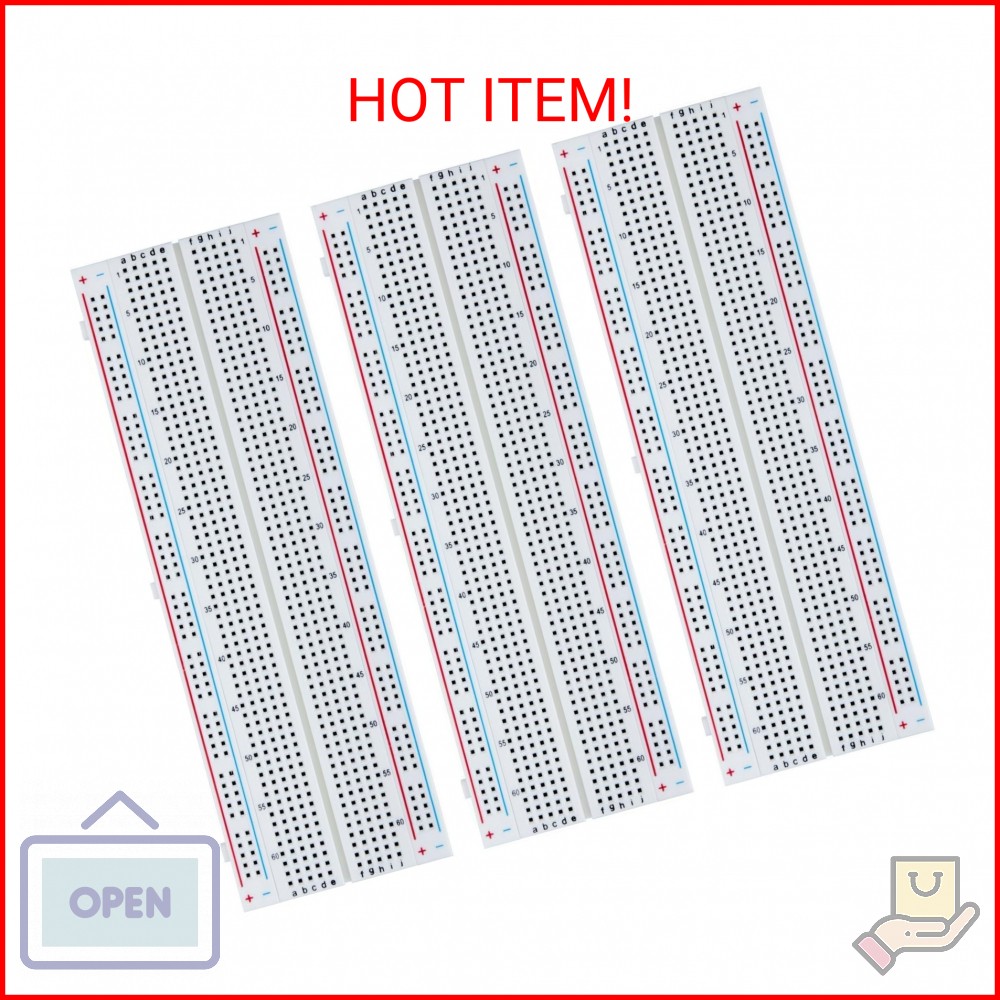 ELEGOO 3pcs Breadboard 830 Point Solderless Prototype PCB Board Kit for Arduino