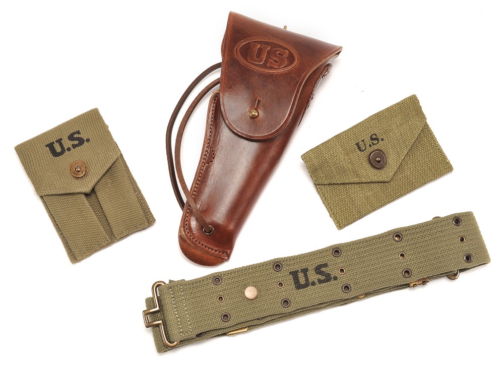 M1916 Colt 1911 Holster M1936 Pistol Belt and M1942 First Aid & Magazine Pouch