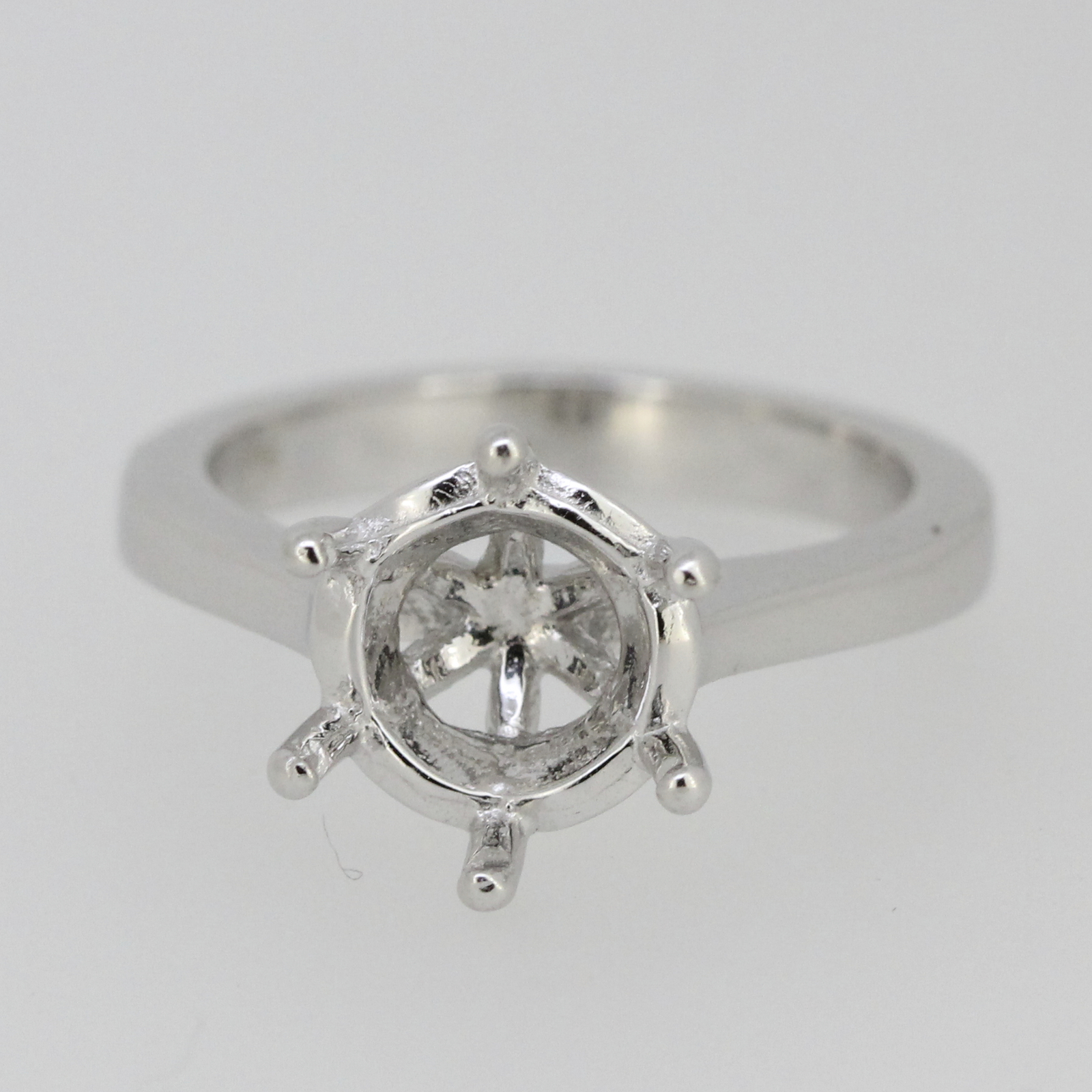 Sterling Silver Semi Mount Ring Setting Round RD 9x9mm Engagement