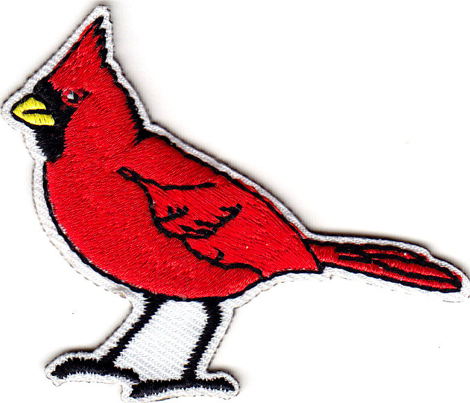 RED CARDINAL Iron On Patch Birds Winter