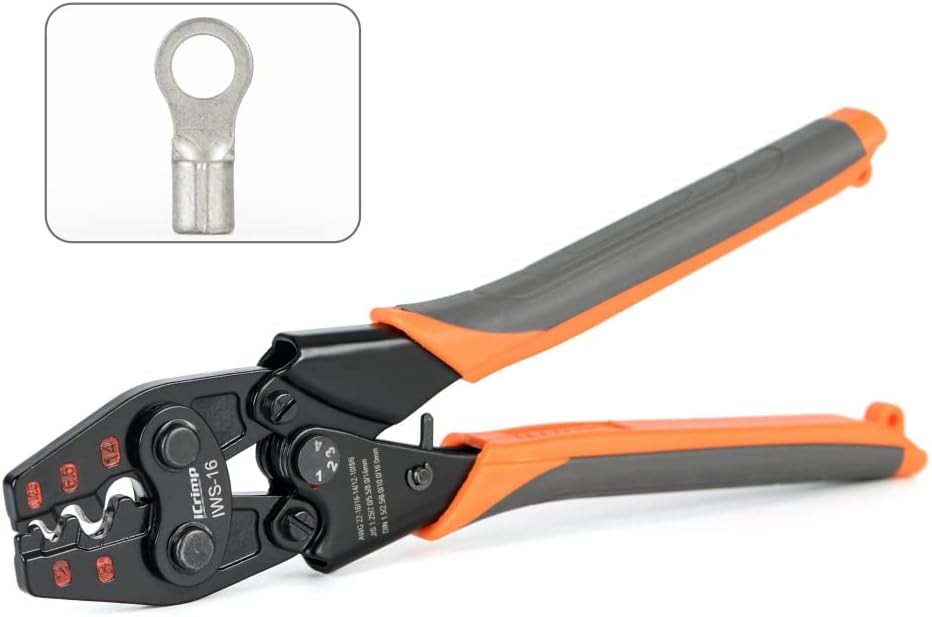 iCrimp Non Insulated Terminal Crimper, AWG 22-6 Ratchet Wire Crimper Tool for Ba