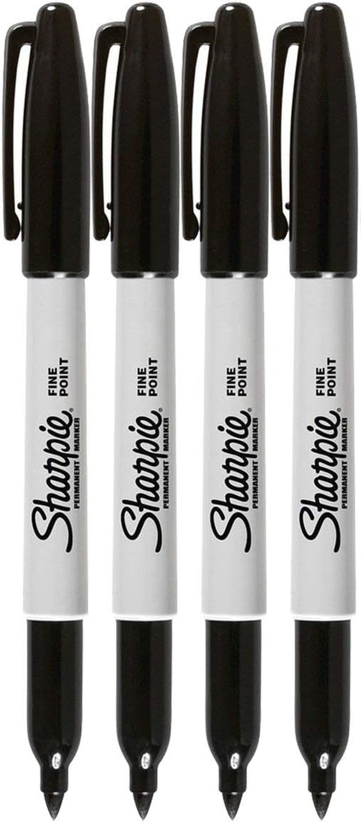 Sharpie Permanent Markers, Fine Point, Black Ink (4-Pack)