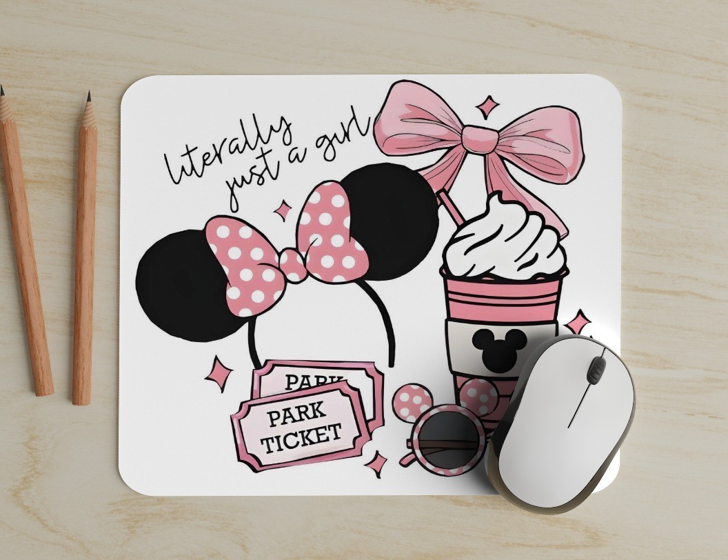 Just A Girl Disney Fan Mouse Pad great for Office or Gaming Personalize
