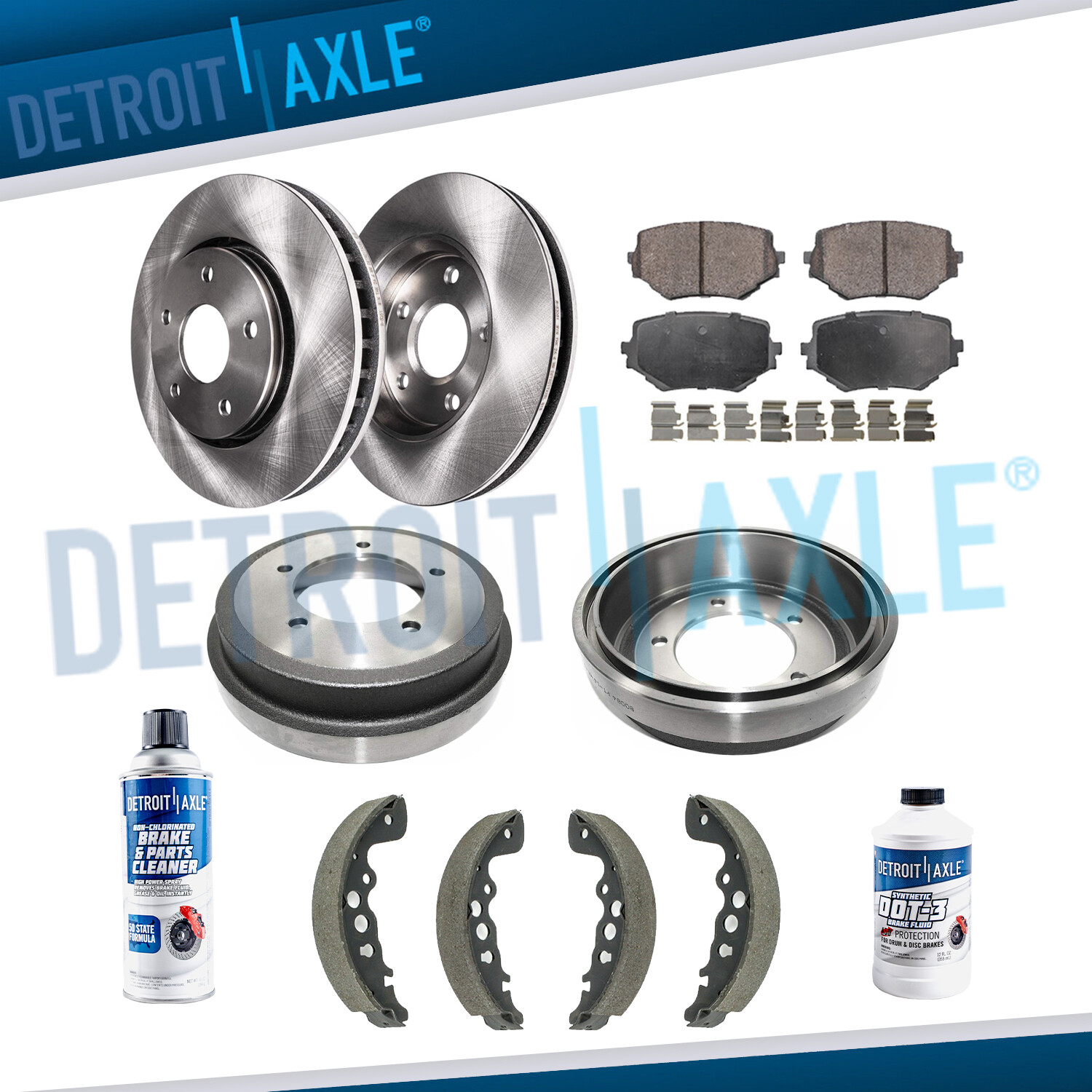 Front Disc Brake Rotors Pads and Rear Drums Shoes for 1999 - 2005 Grand Vitara