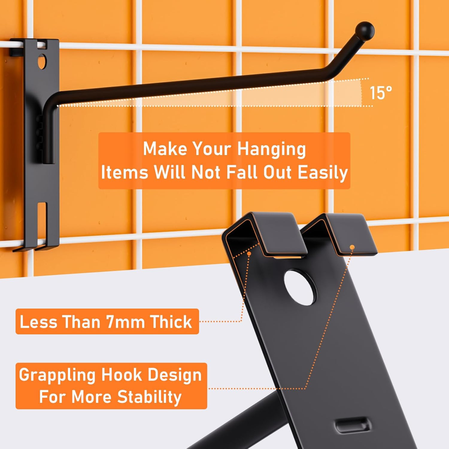 2/4/6 Inch Gridwall Hooks, 60 Pack Heavy Duty Black Display Hooks for Grid Wall