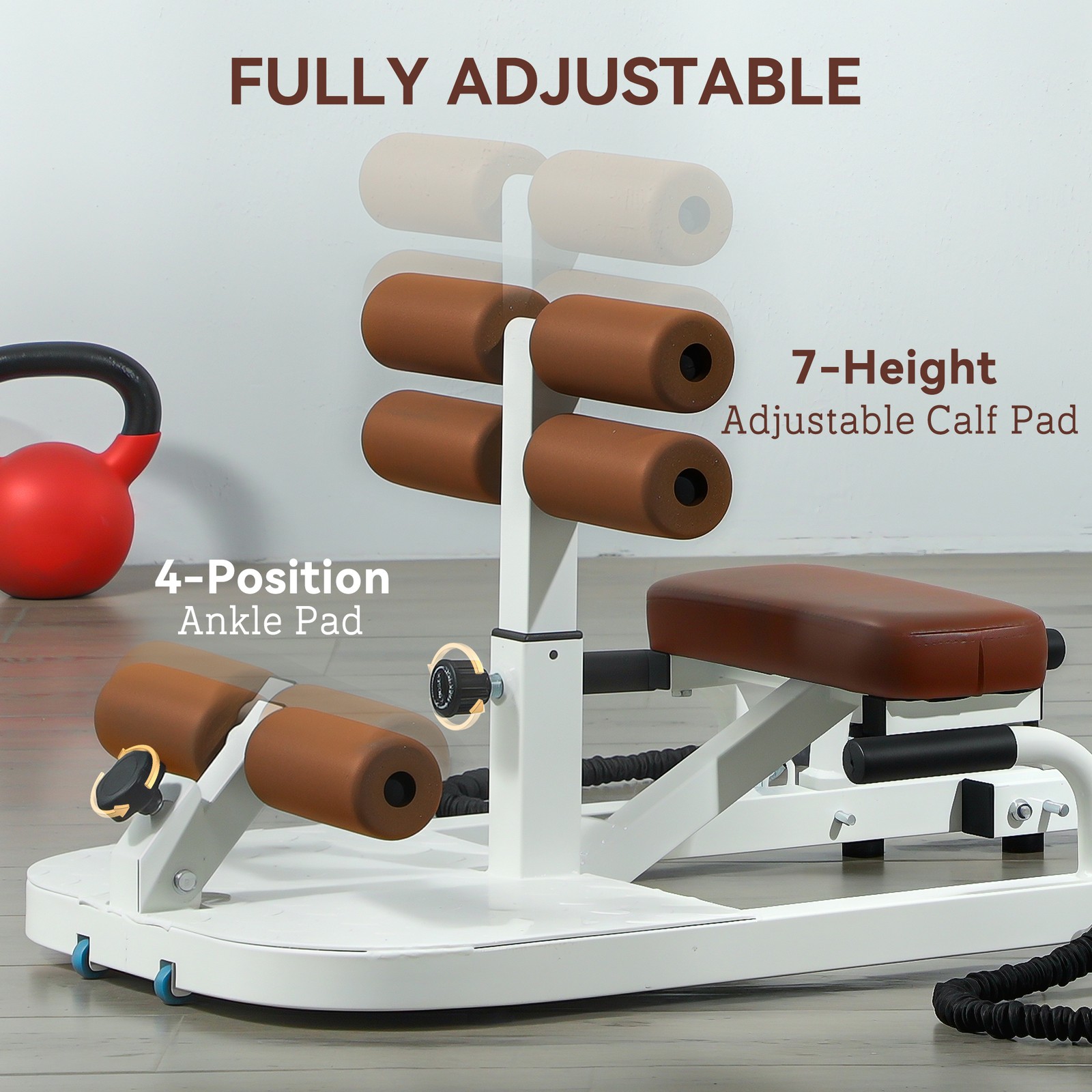 Soozier Sissy Squat Machine Hip Thrust Machine with Push Up Stand, White