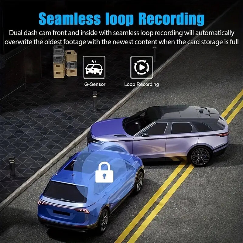 2-Inch 3 Lenses Dash Cam Front Rear Inside 1080P Car DVR Dashboard Camera