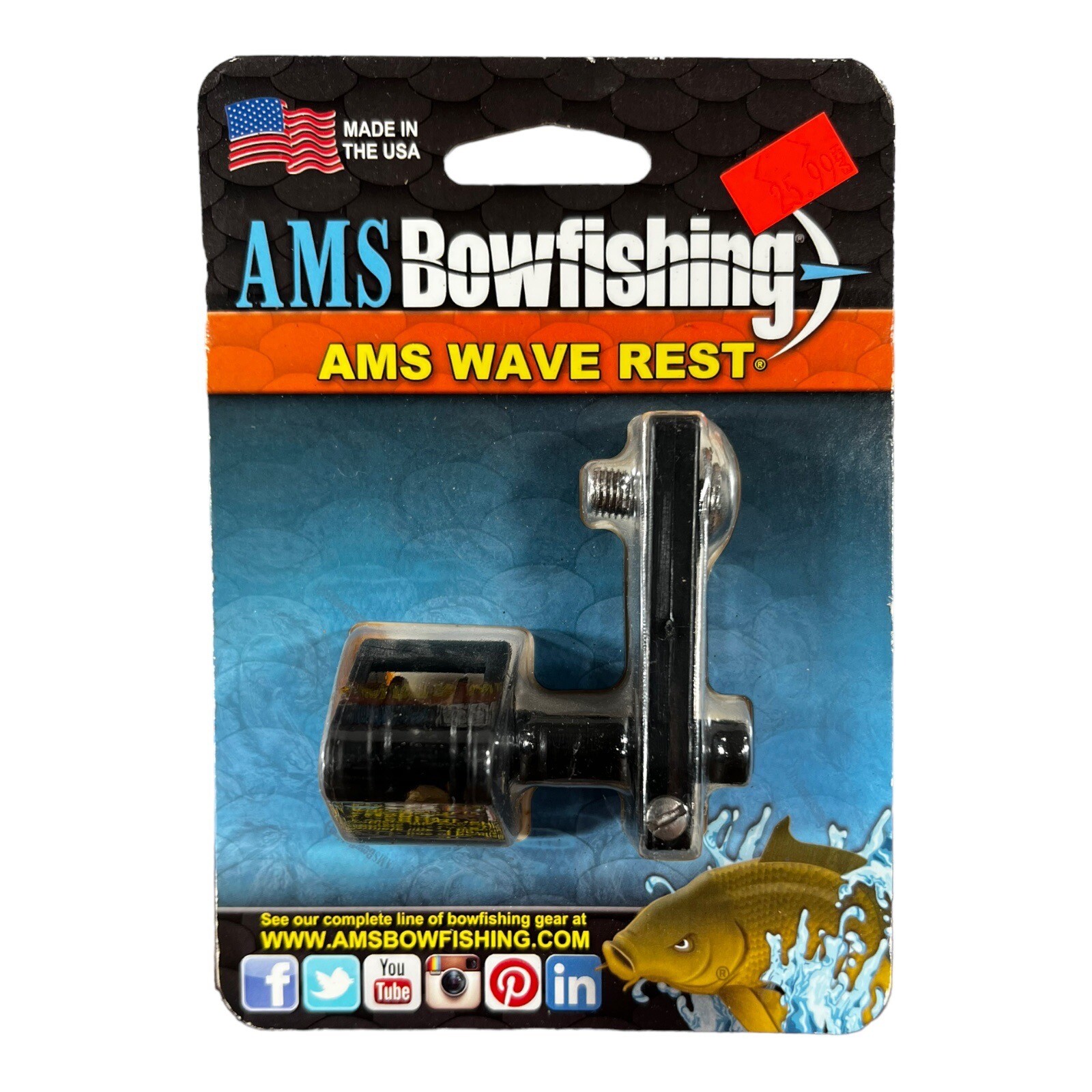 AMS Bowfishing Arrow Rest Wave Rest #15100 M151 USA