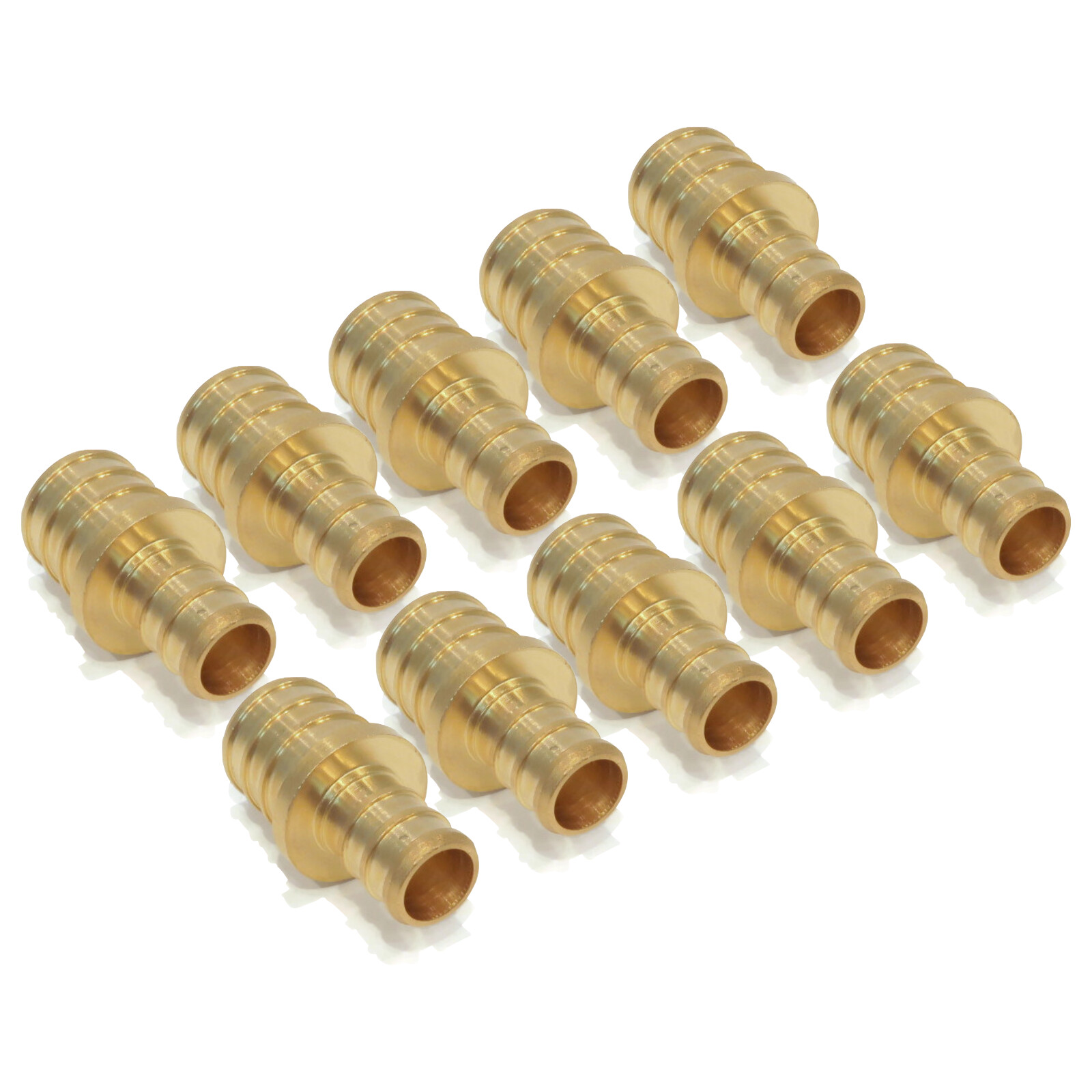 (10) 3/4" x 1/2" PEX BRASS REDUCING COUPLINGS Crimp Fitting Plumbing LEAD FREE