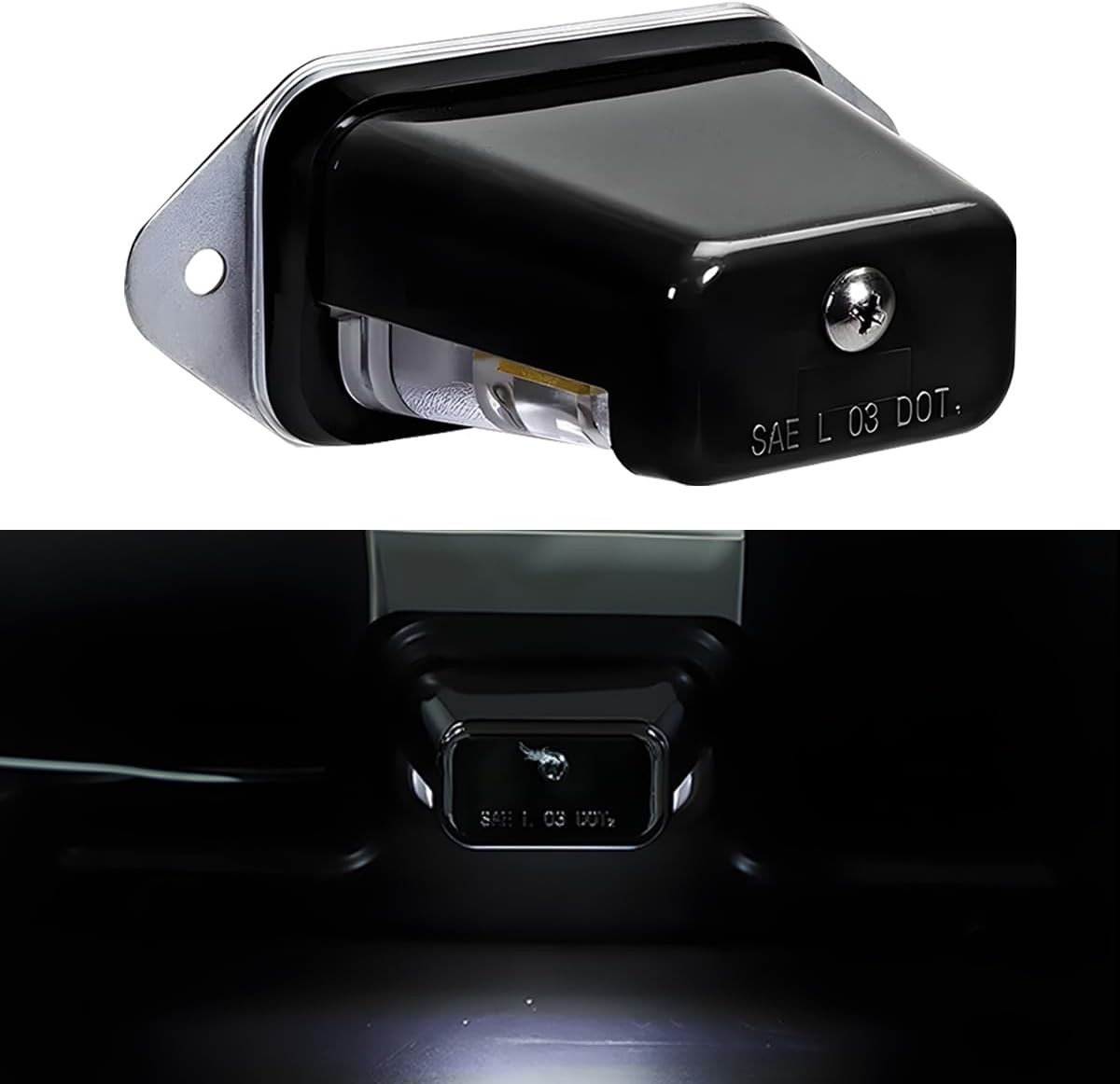 Car License Plate Light, 12V DC Waterproof Auto Tag Lamp with Bra Color: Black
