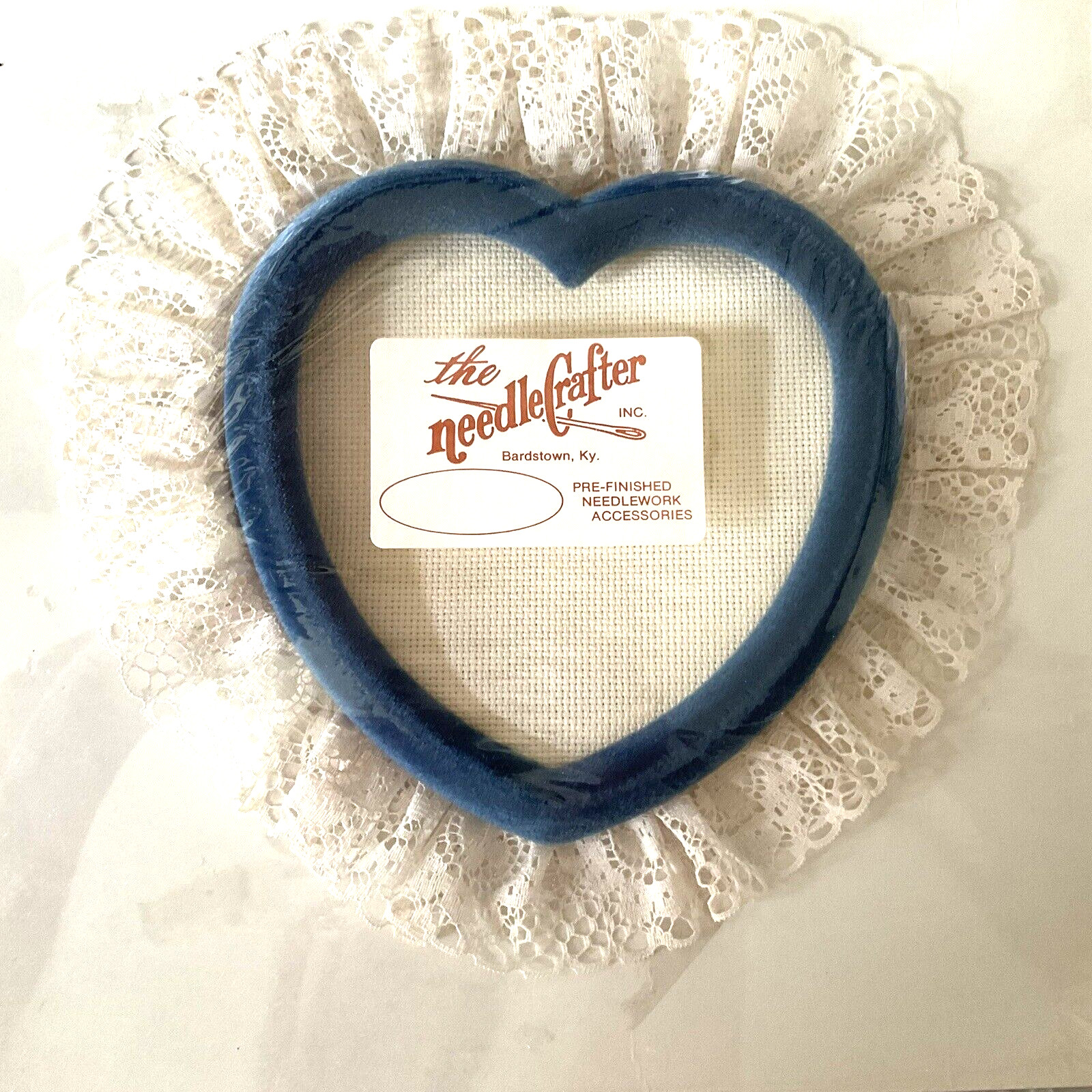 The Needle Crafter Pre-Finished Needlework Accessories Lace Heart Blue Frame