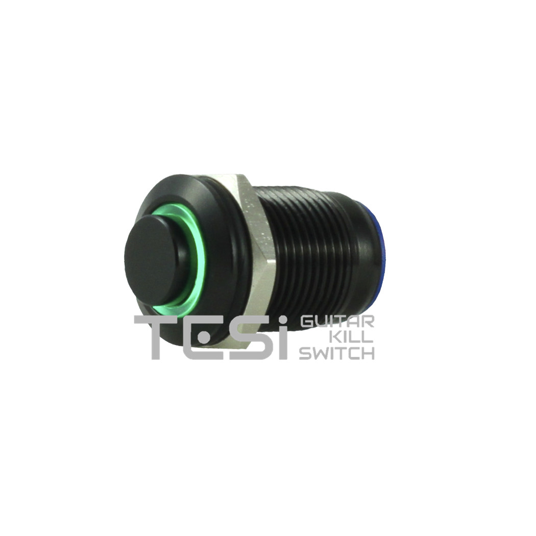Tesi POCO 12MM LED Momentary Push Button Guitar Kill Switch Black/Green