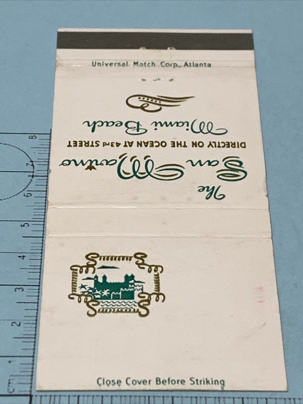 Front Strike Matchbook Cover  The San Marino  Miami Beach,Fl  gmg unstruck