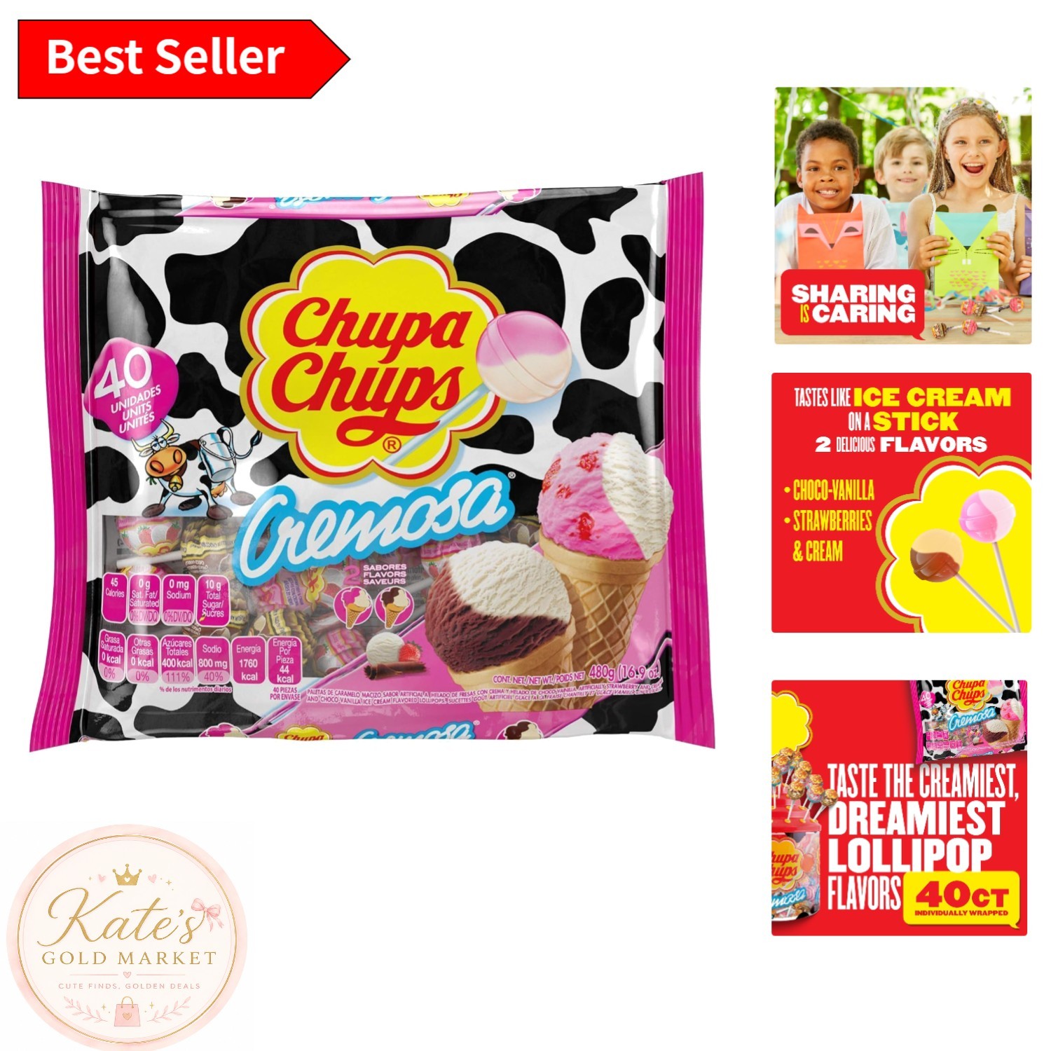 Cremosa Party-Time Lollipop Assortment - 40 Count of Choco & Strawberry Bliss