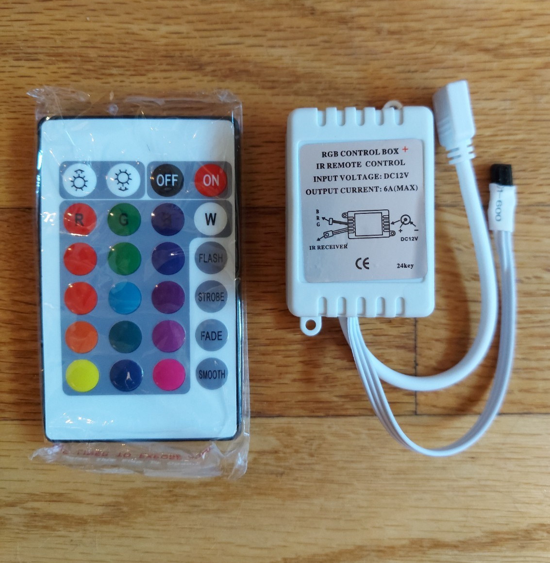 RGB Control Box & IR Remote Control For LED Light Strip Input: DC12V, Output: 6A