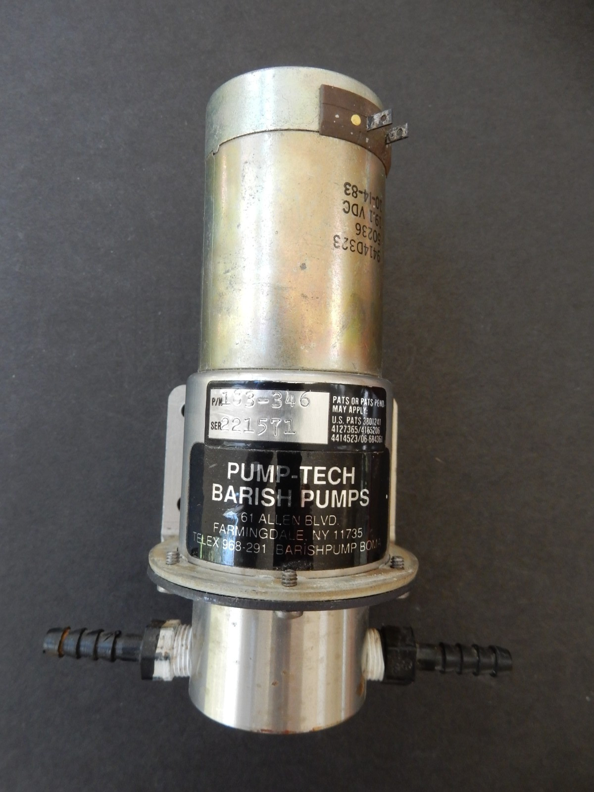 Barish Pumps / Pump-Tech 193-346 DC Motor Pump 19.1 VDC