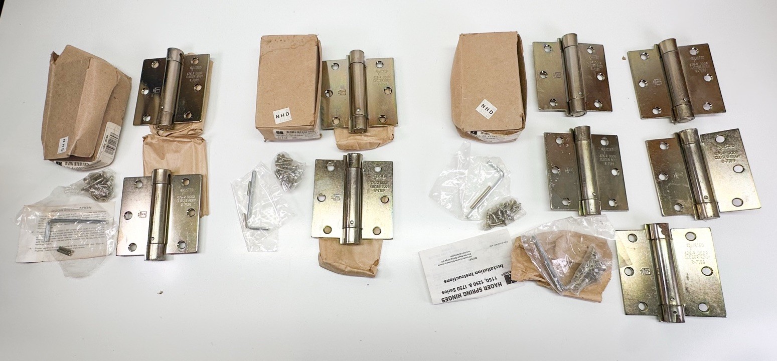 (9) NOS Hager Brass Tone 1750 3.5”x3.5” Full Mortise Spring Steel Hinges *Read*