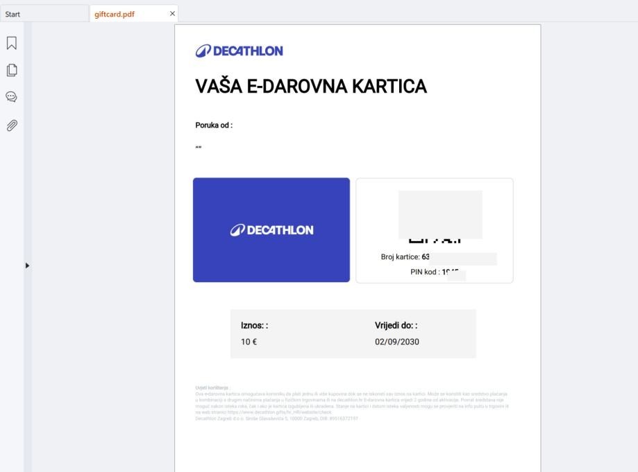 Decathlon (Croatia) Digital Gift Card: €80 for €50