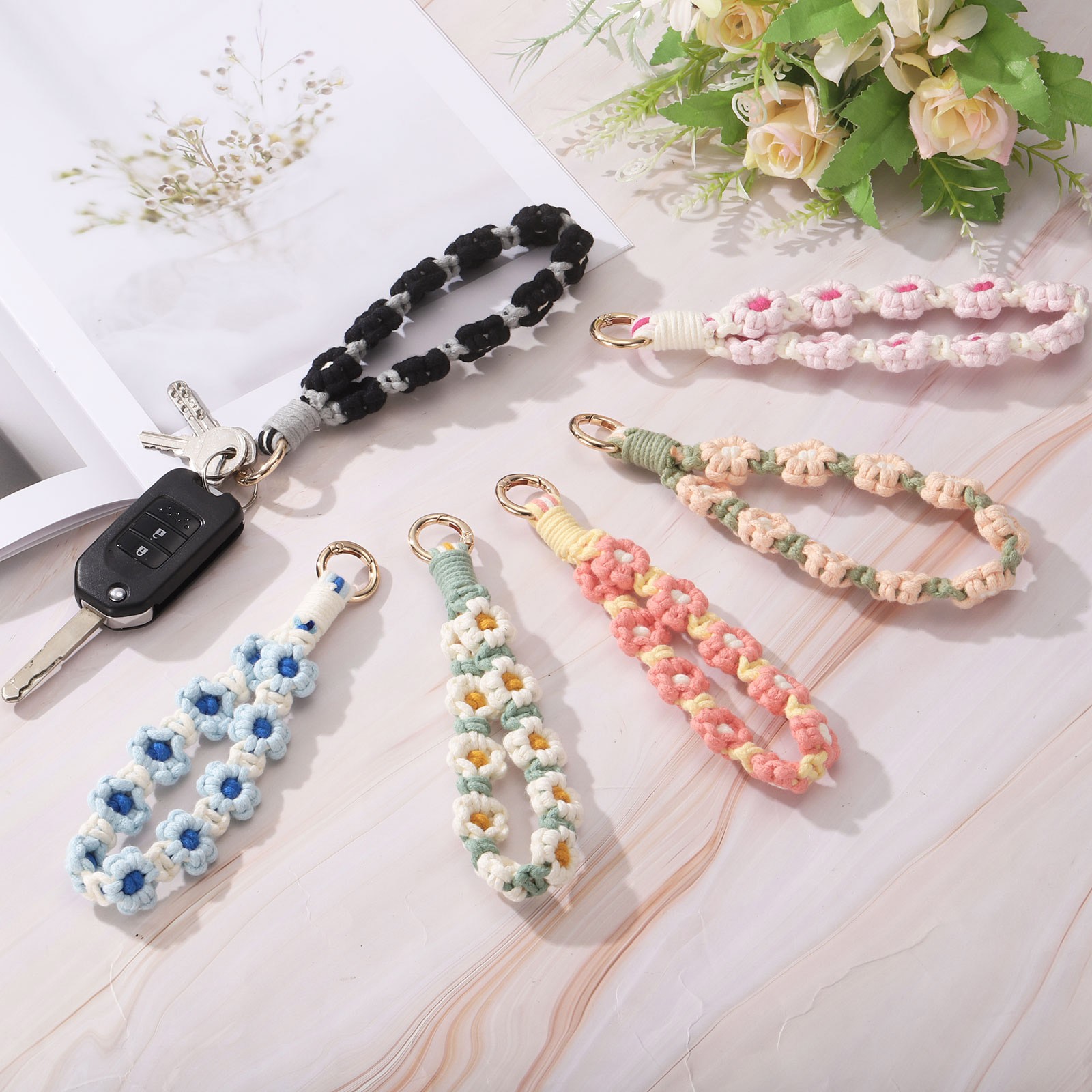 2 Pcs Cute Phone Wrist Strap with Tether Tabs, Black