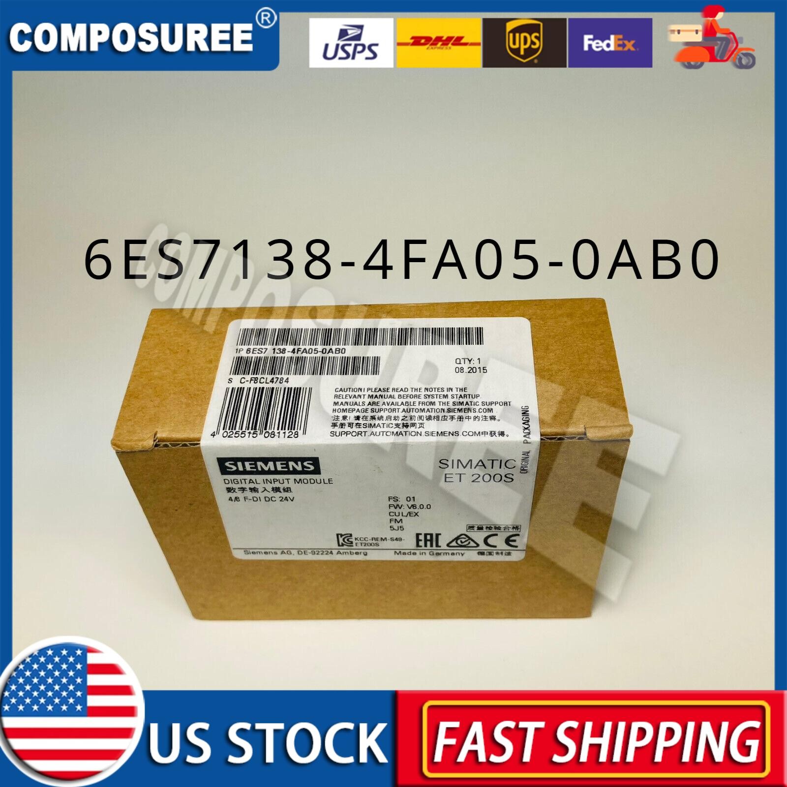 New Siemens 6ES7138-4FA05-0AB0 6ES71384FA050AB0 Electronics module f ET200S