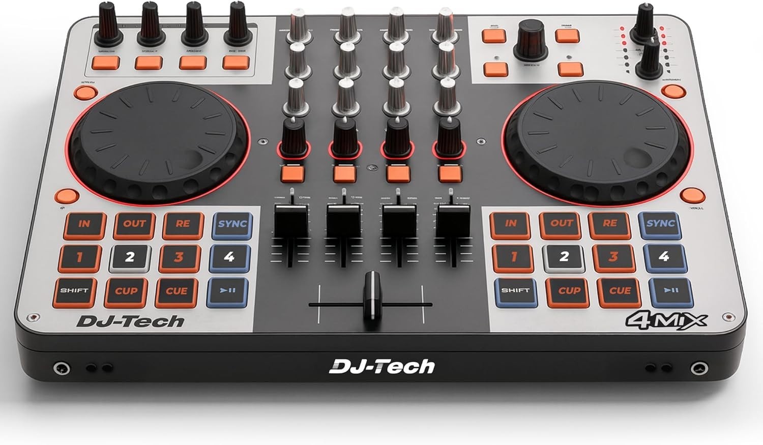 DJ Controller, USB MIDI 4-Deck Control with Integrated Soundcard, 4-Channel M...