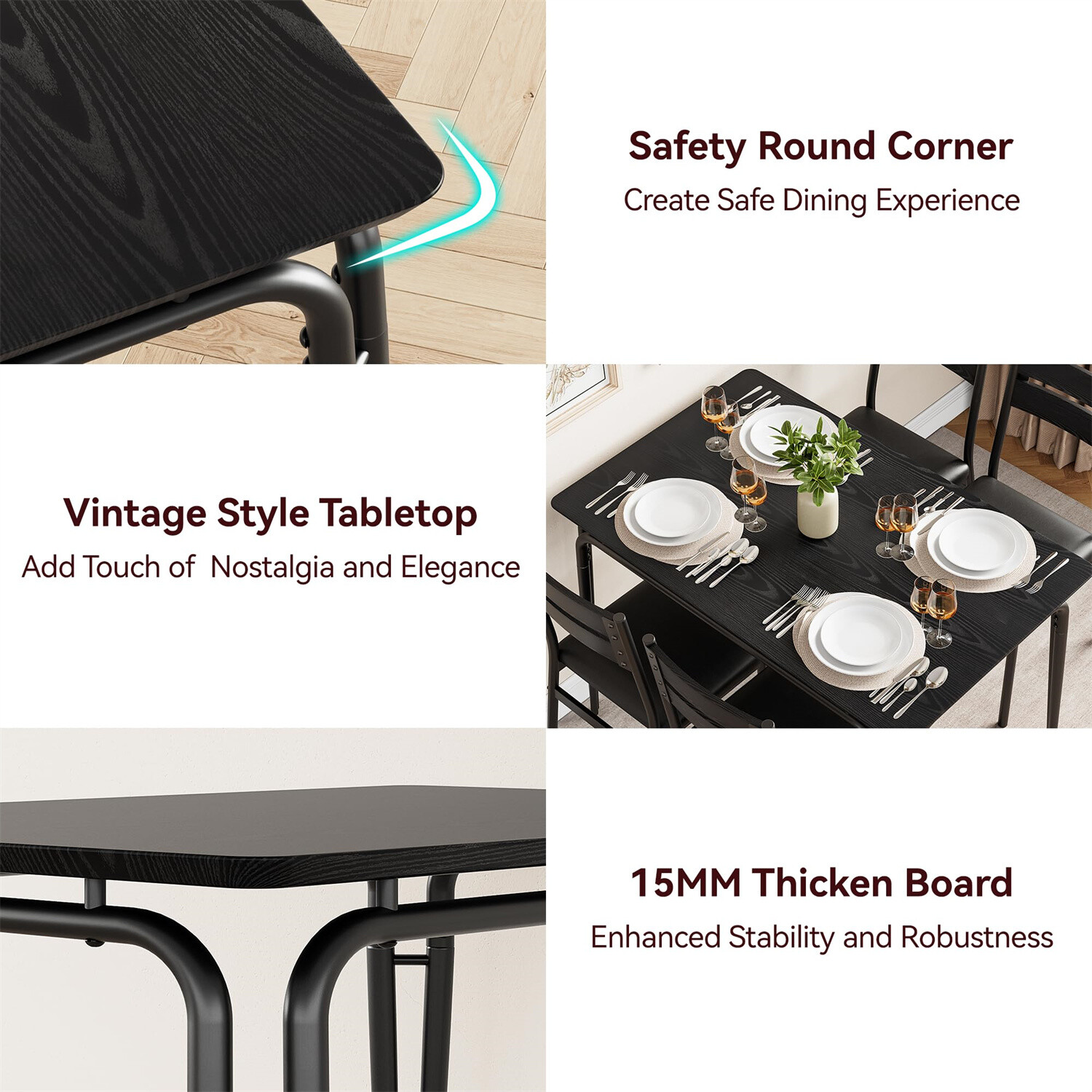 ☑️Dining Table 5 Piece Kitchen & Dining Room Sets for Small Space Table and Cha