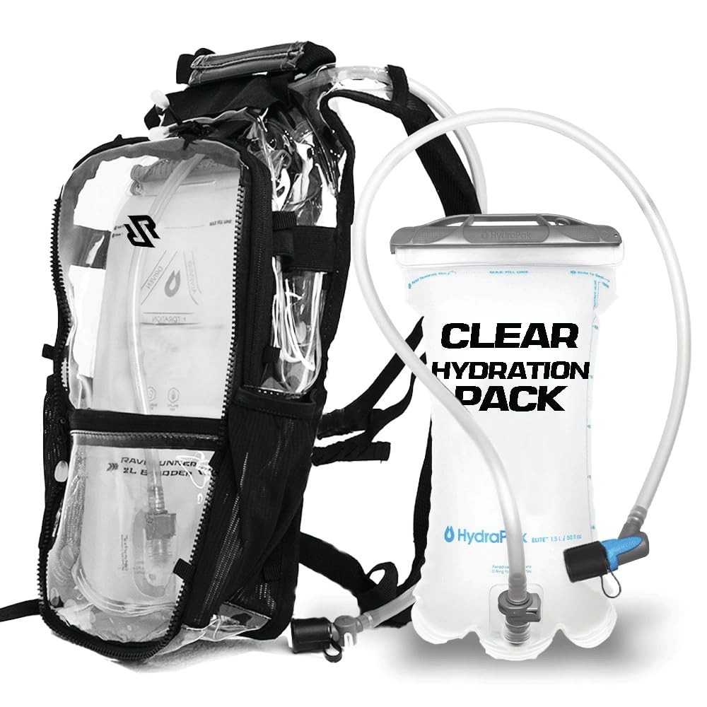 RAVERUNNER® Clear Hydration Pack | Festival Approved Hydration Backpack with ...